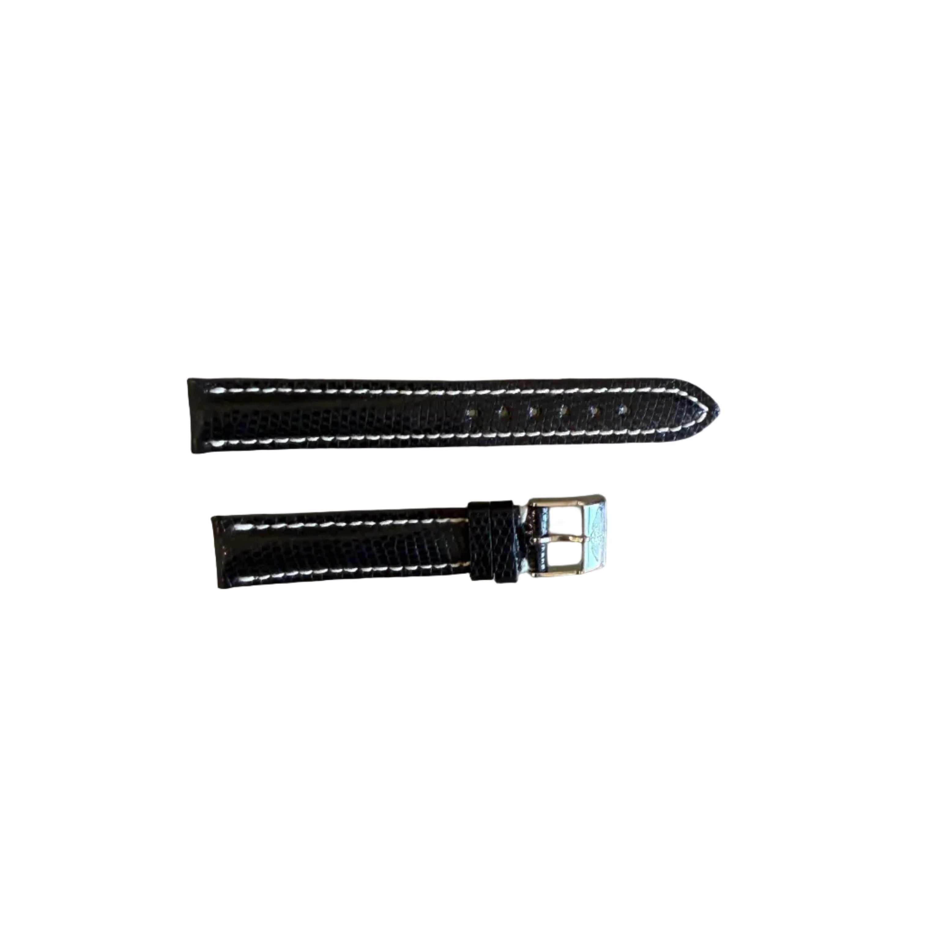 Authentic Breitling Black Lizard Watch Strap Band 15mm w Buckle 110Z