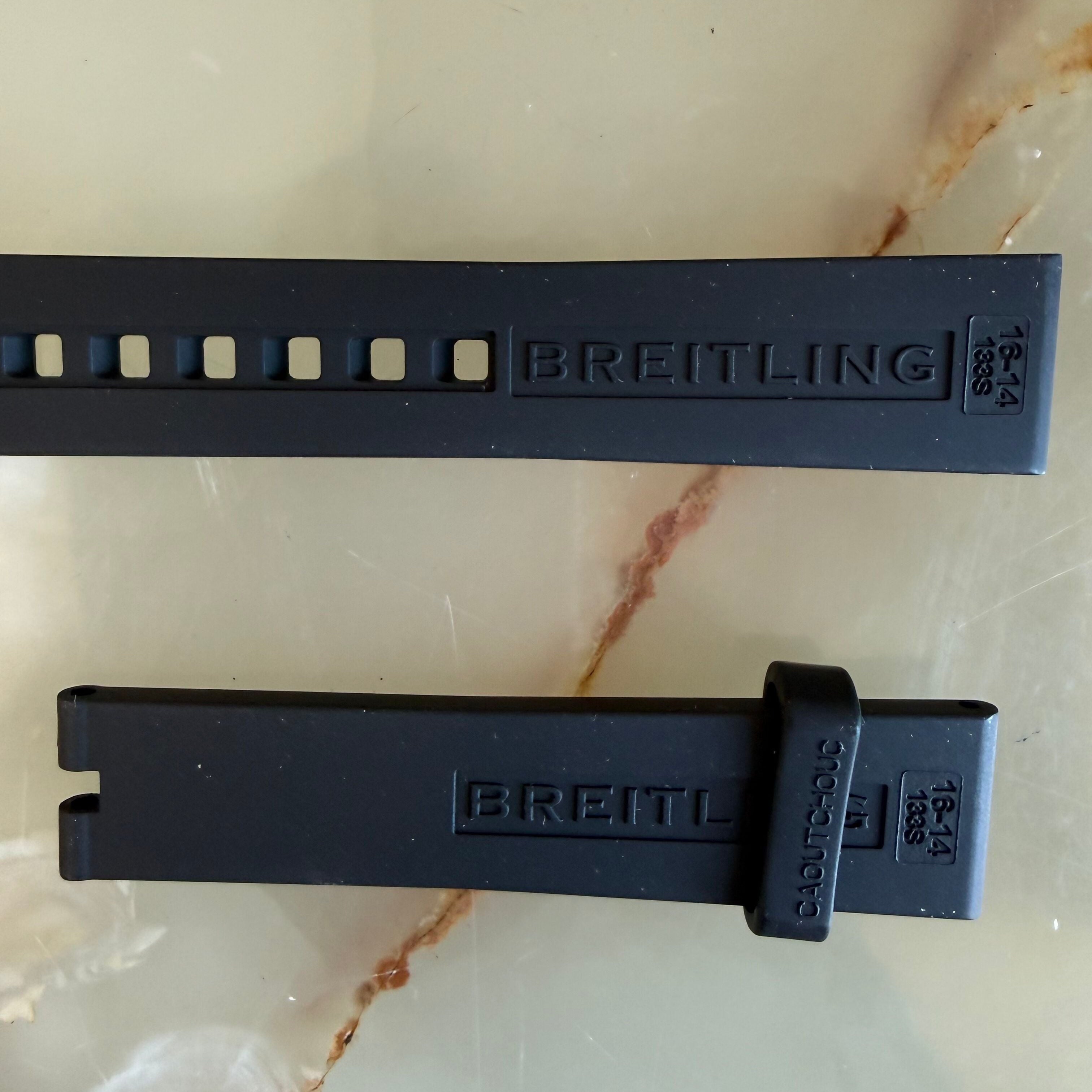 Authentic Breitling Black Rubber Watch Strap Band 16mm 133S