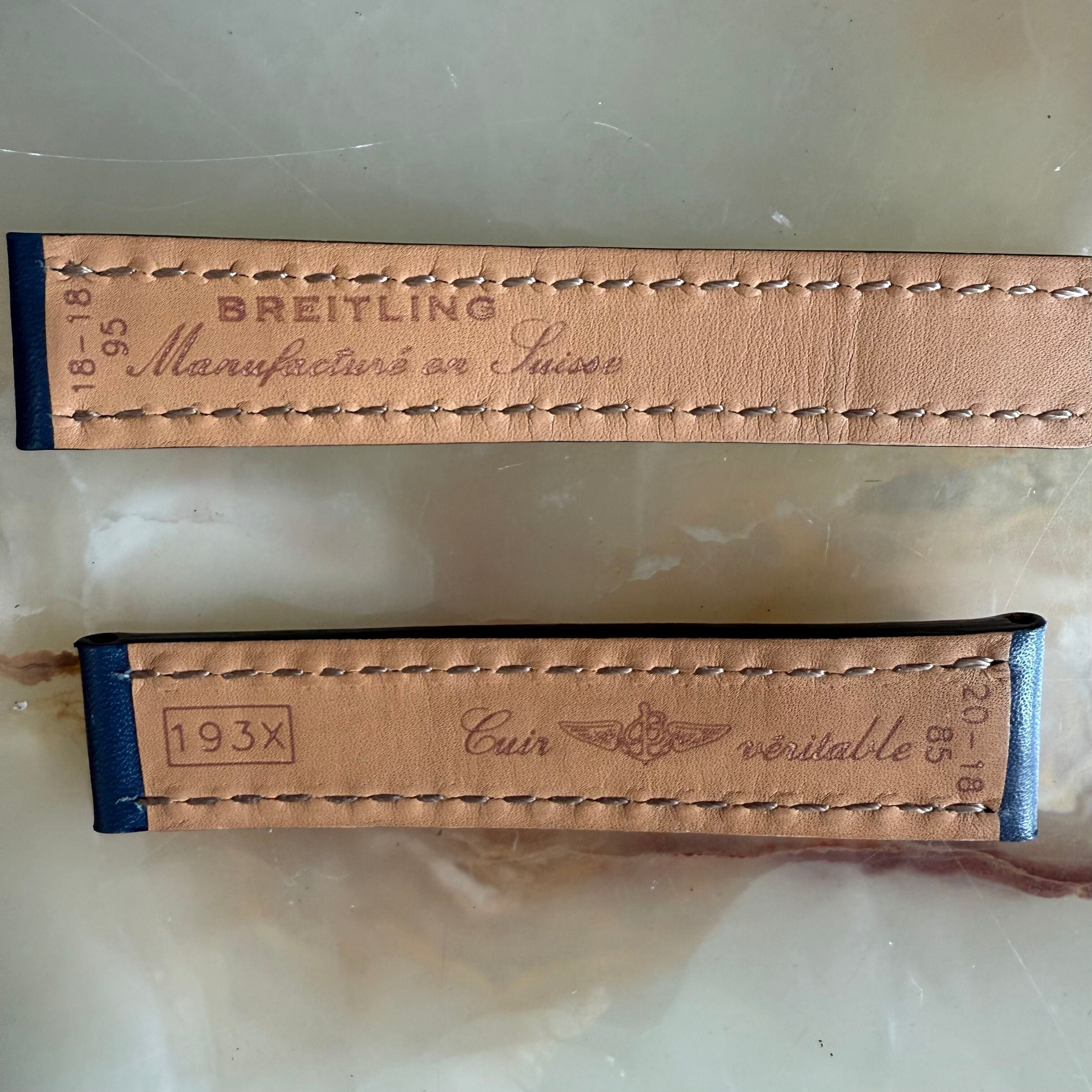 Authentic Breitling Blue Calfskin Watch Strap Band 193X 20mm