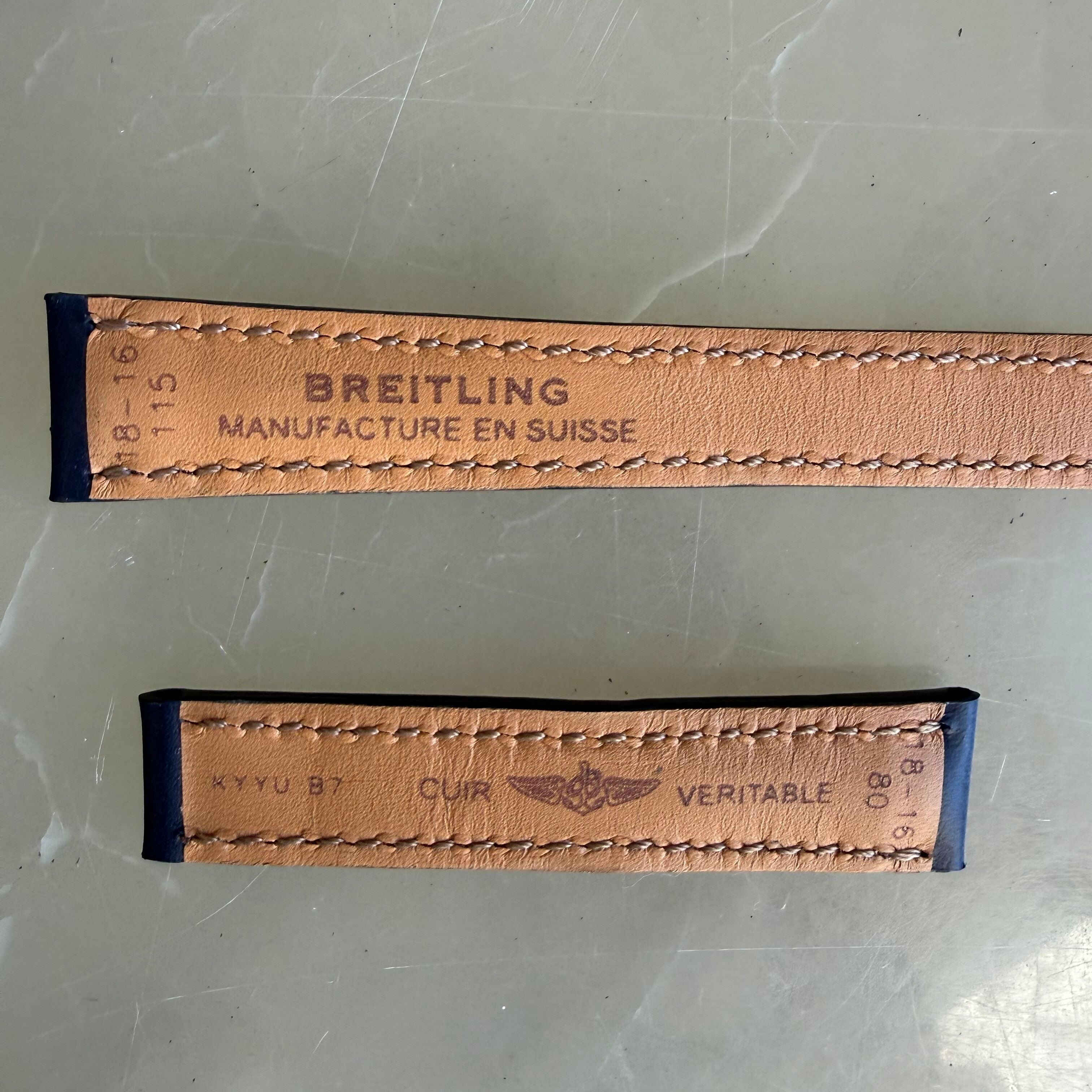 Authentic Breitling Blue Leather Padded & Stitched Watch Strap Band 18mm 199X