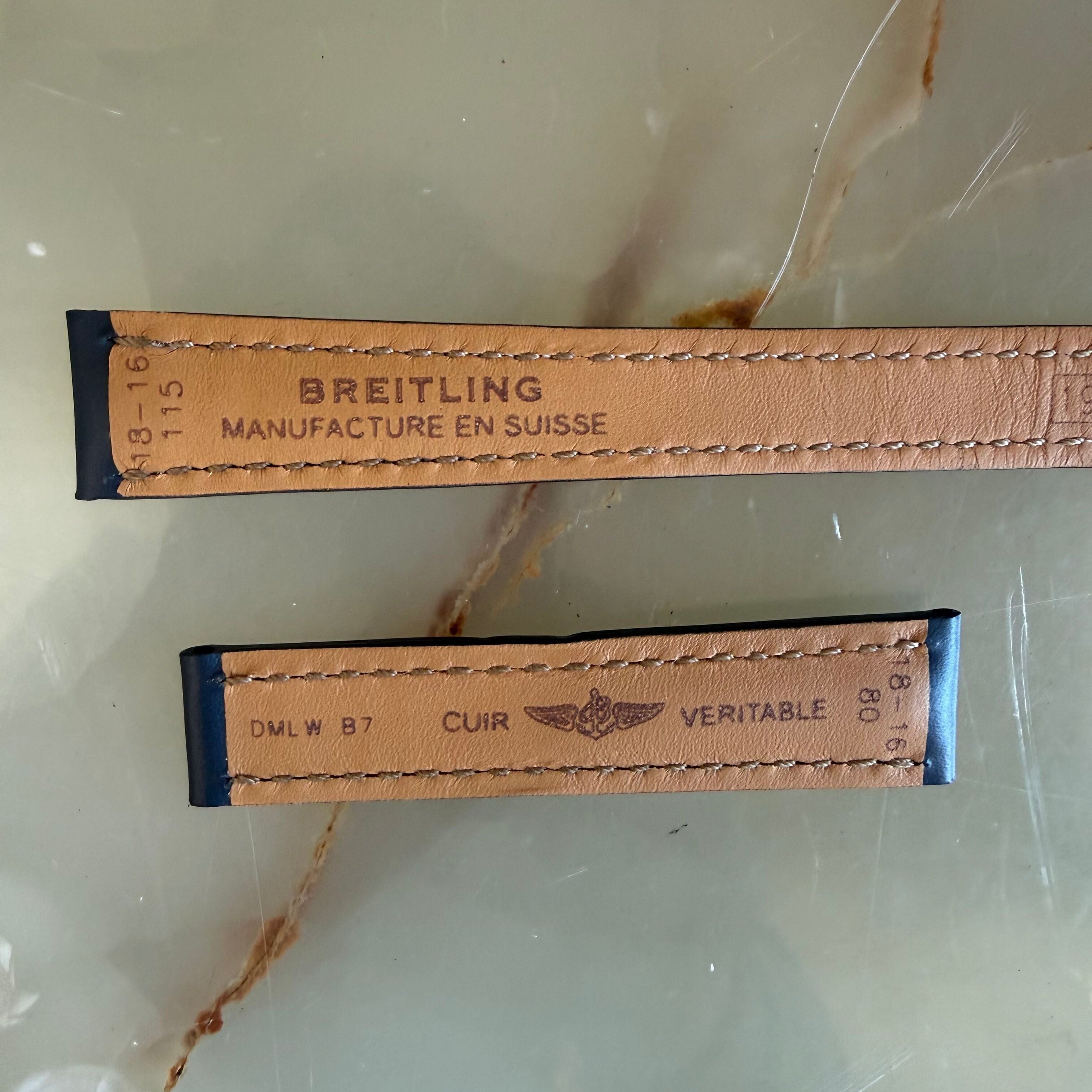 Authentic Breitling Blue Leather Watch Strap Band 18mm 199X