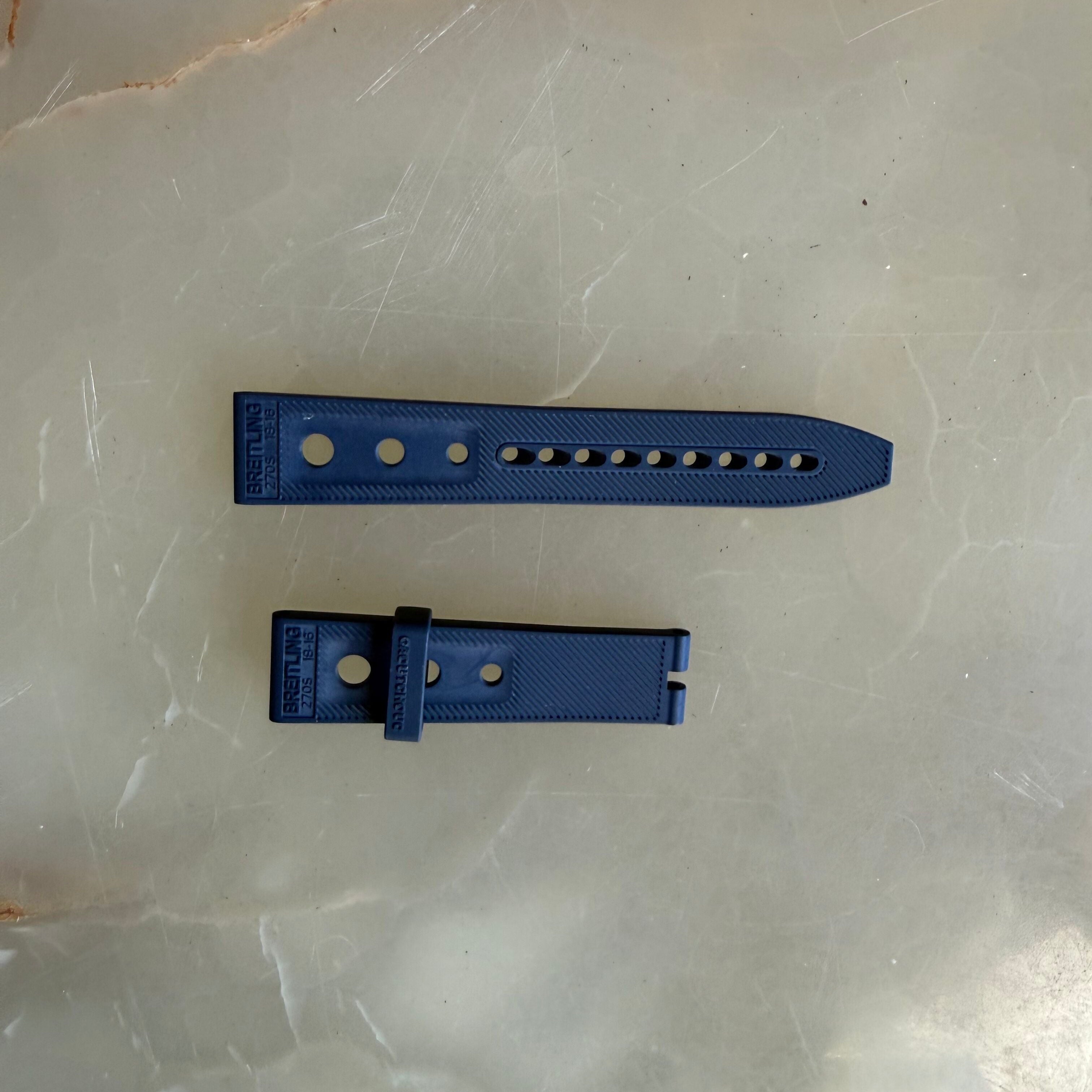 Authentic Breitling Blue Rubber Watch Strap Band 18mm 270S