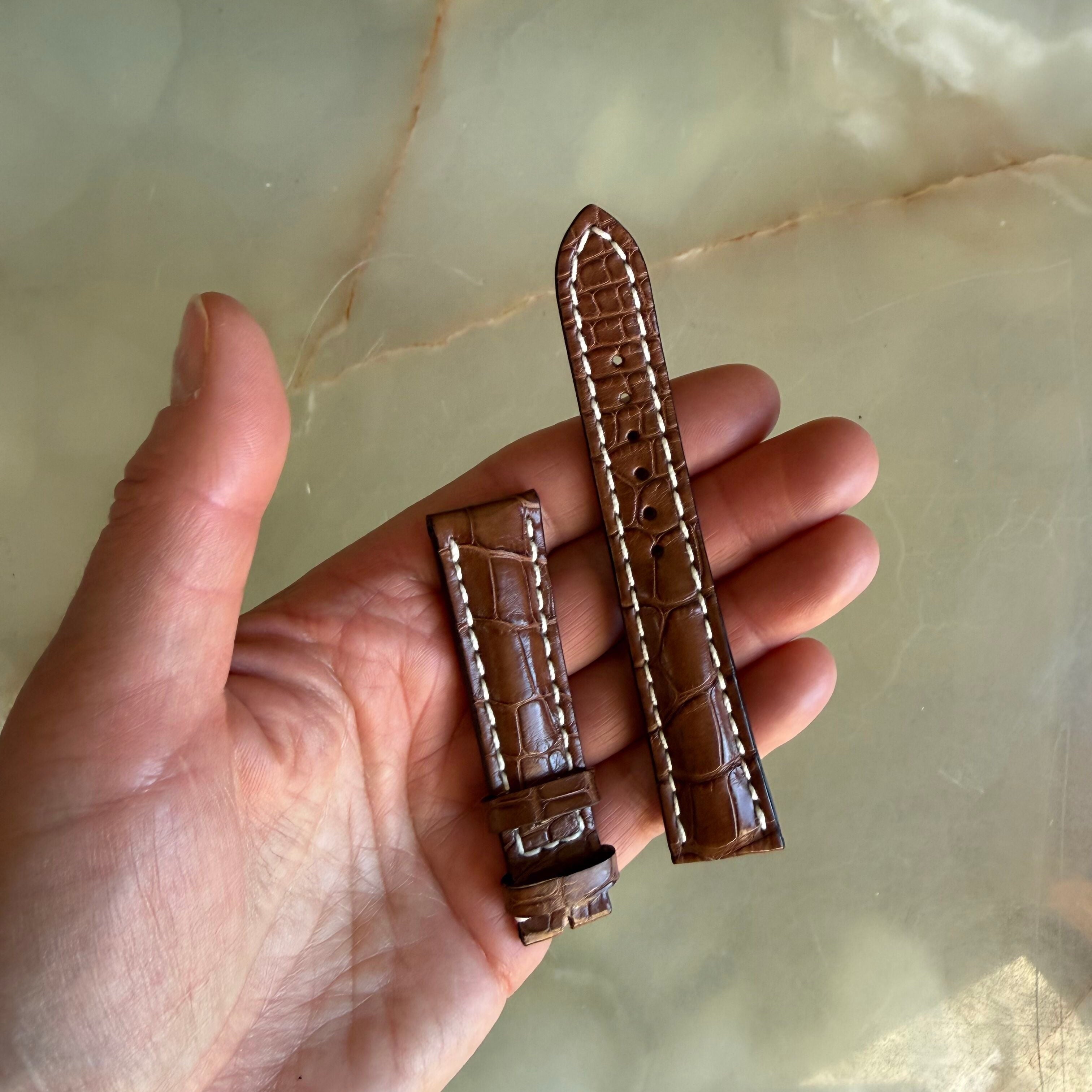 Authentic Breitling Brown Alligator Padded & Stitched Watch Strap Band 19mm 712P