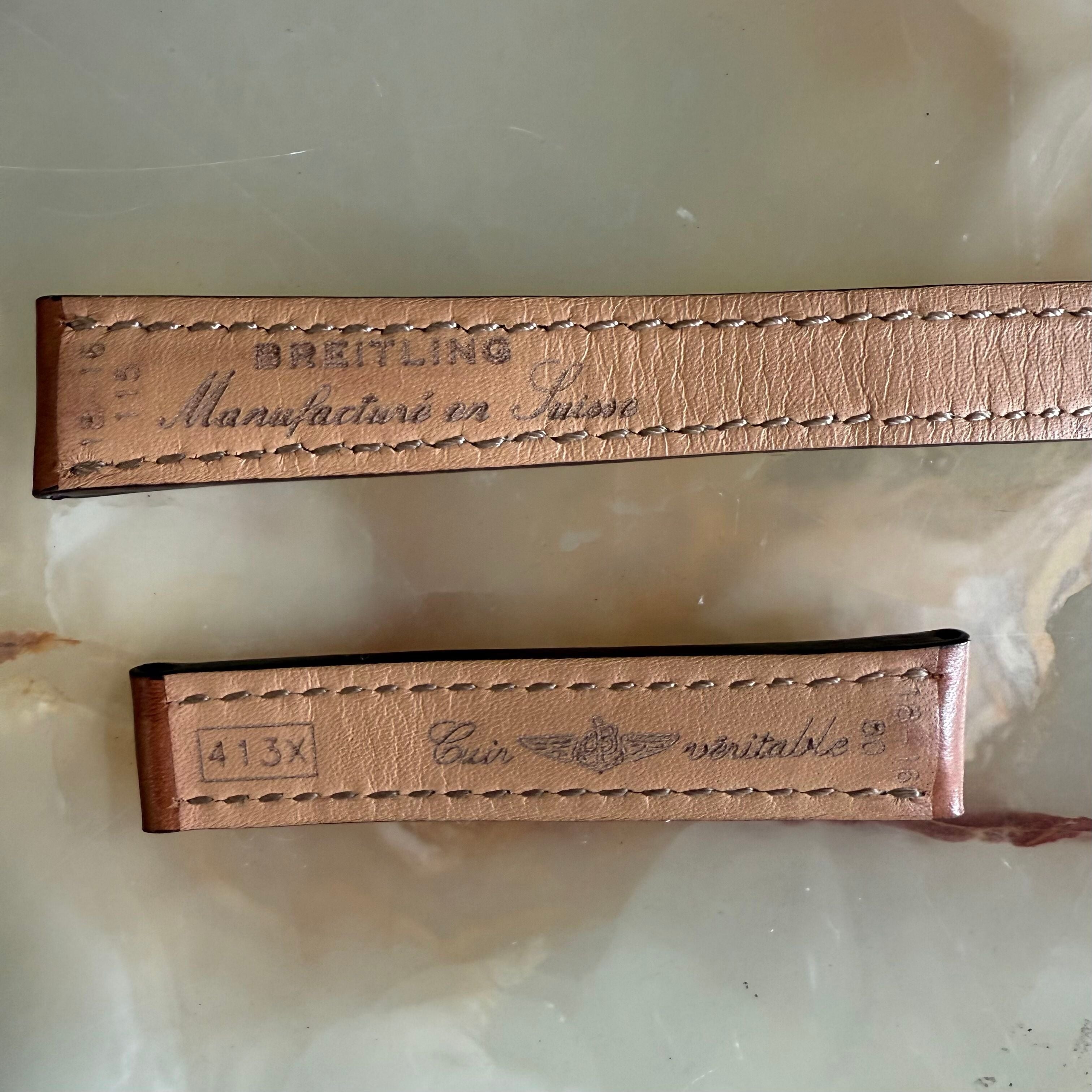 Authentic Breitling Brown Calfskin Watch Strap Band 18mm 413X