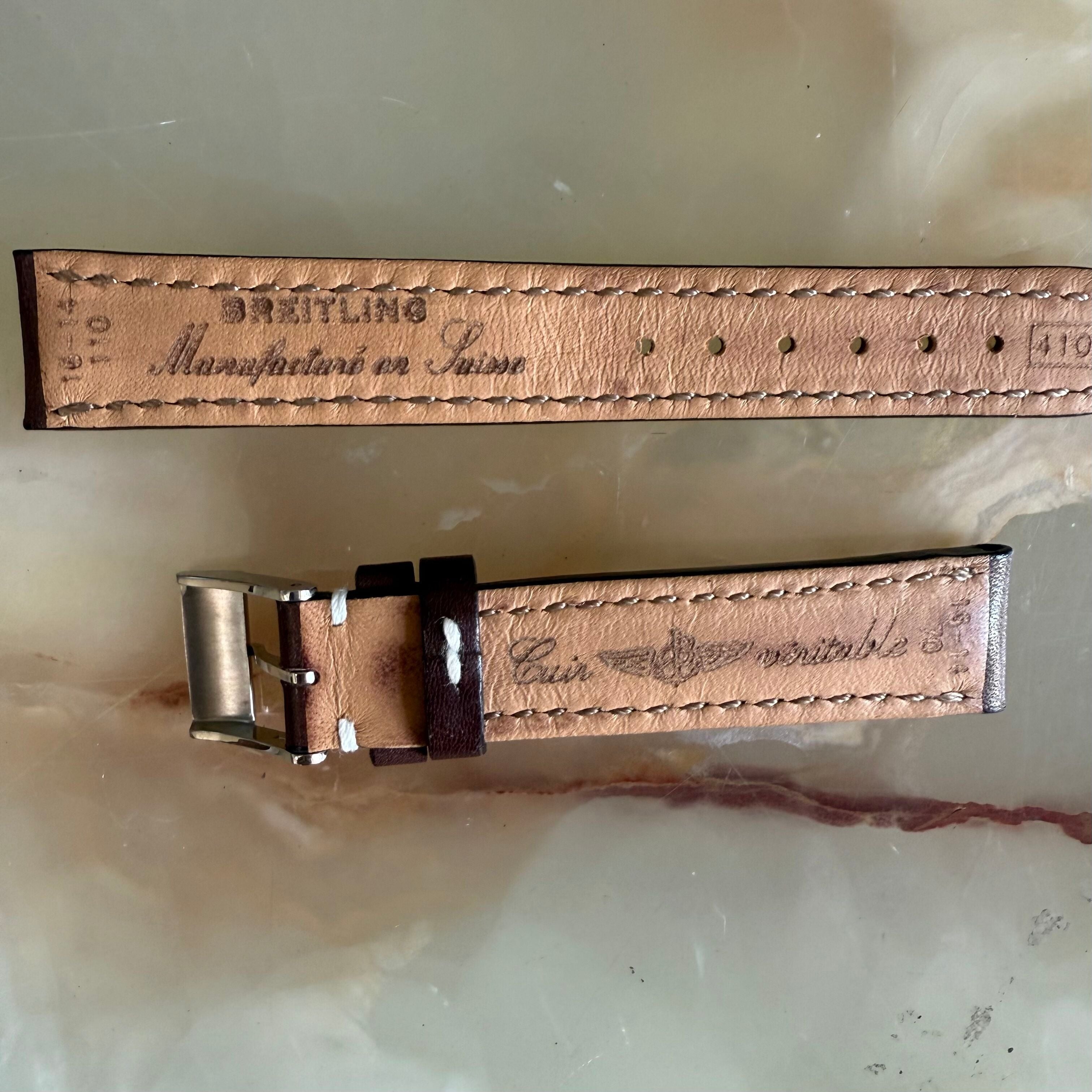 Authentic Breitling Brown Calfskin Watch Strap Band 410X 16mm with Buckle