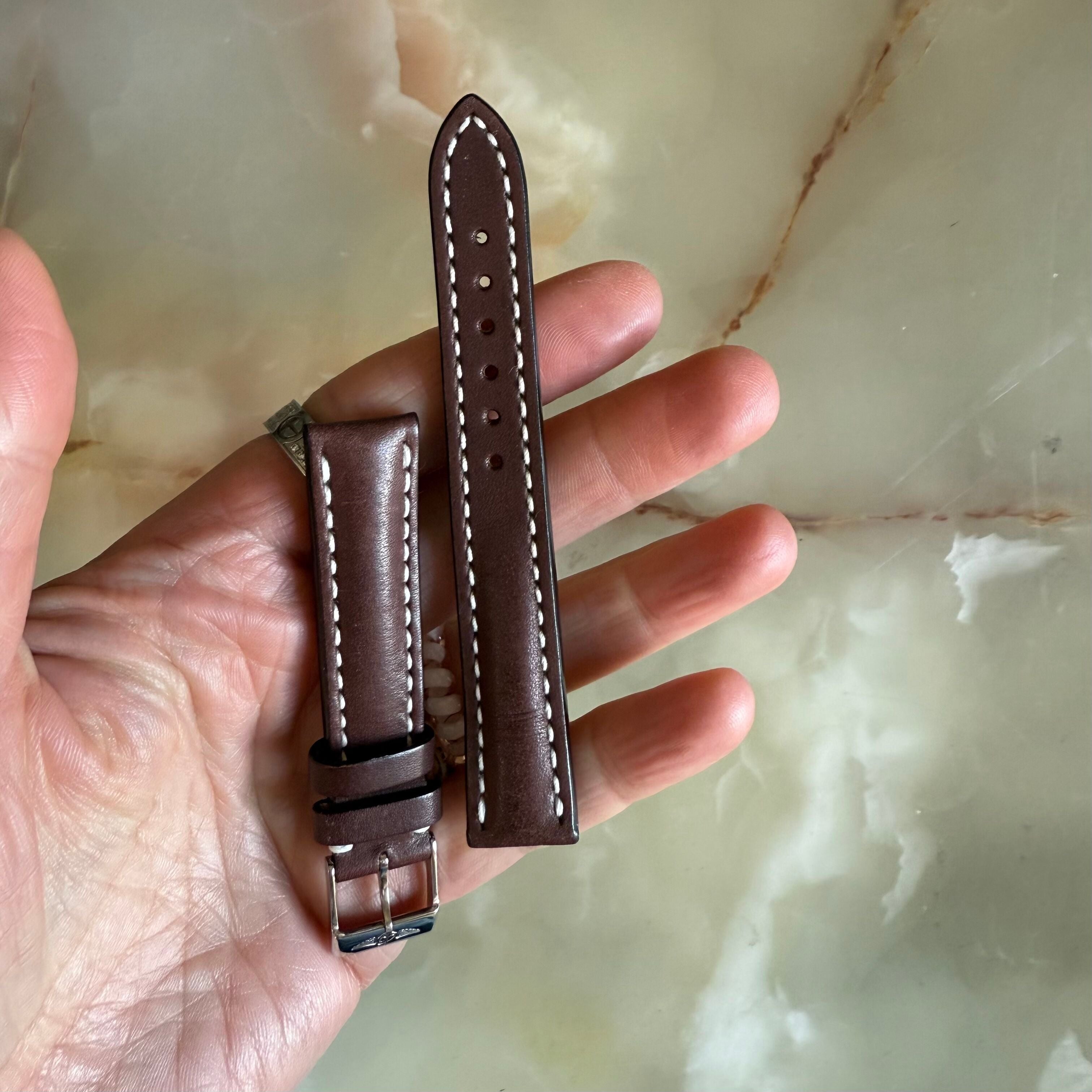 Authentic Breitling Brown Calfskin Watch Strap Band 410X 16mm with Buckle
