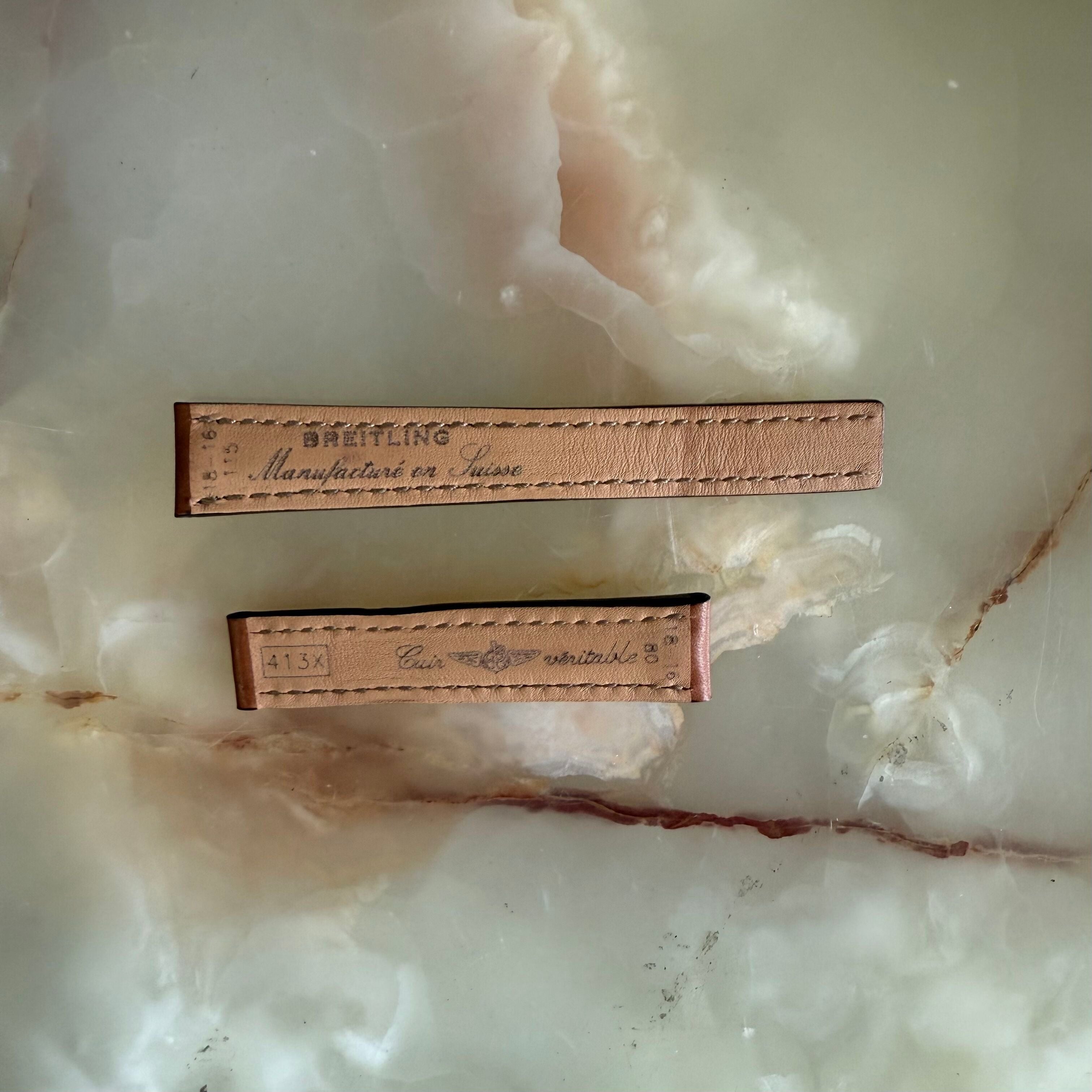 Authentic Breitling Brown Calfskin Watch Strap Band 413X 18mm