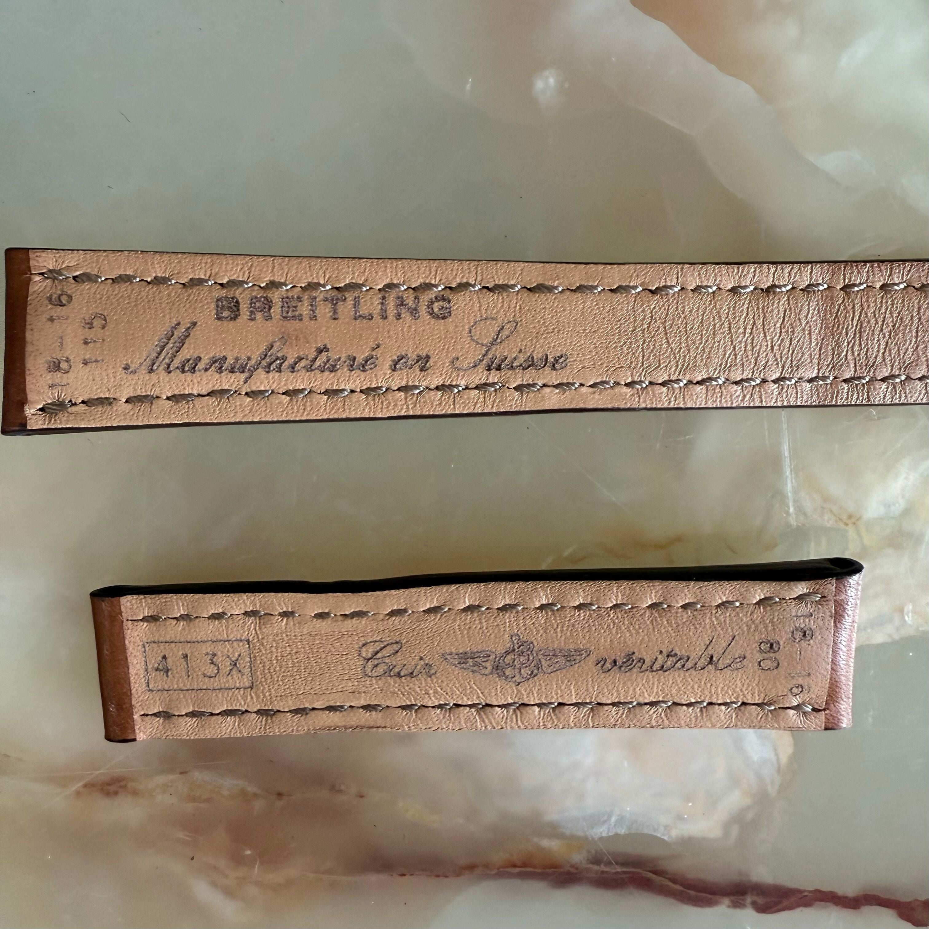 Authentic Breitling Brown Calfskin Watch Strap Band 413X 18mm