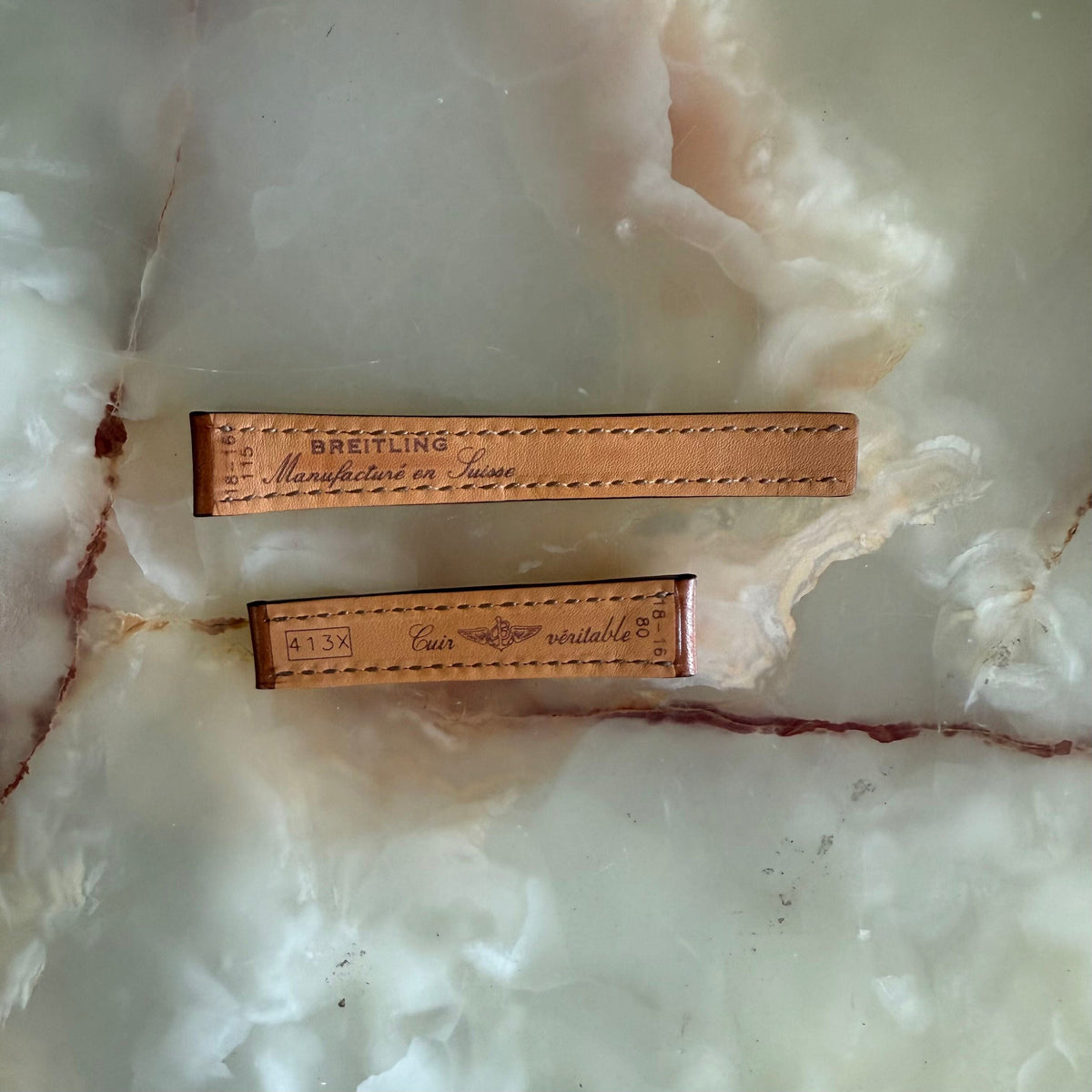 Authentic Breitling Brown Calfskin Watch Strap Band 413X 18mm