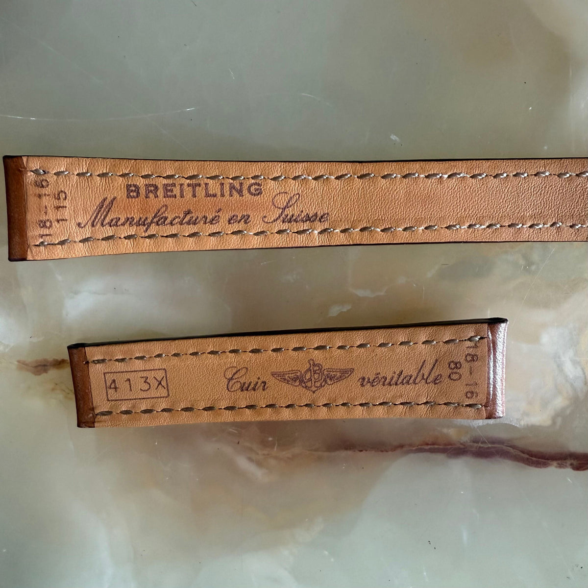 Authentic Breitling Brown Calfskin Watch Strap Band 413X 18mm