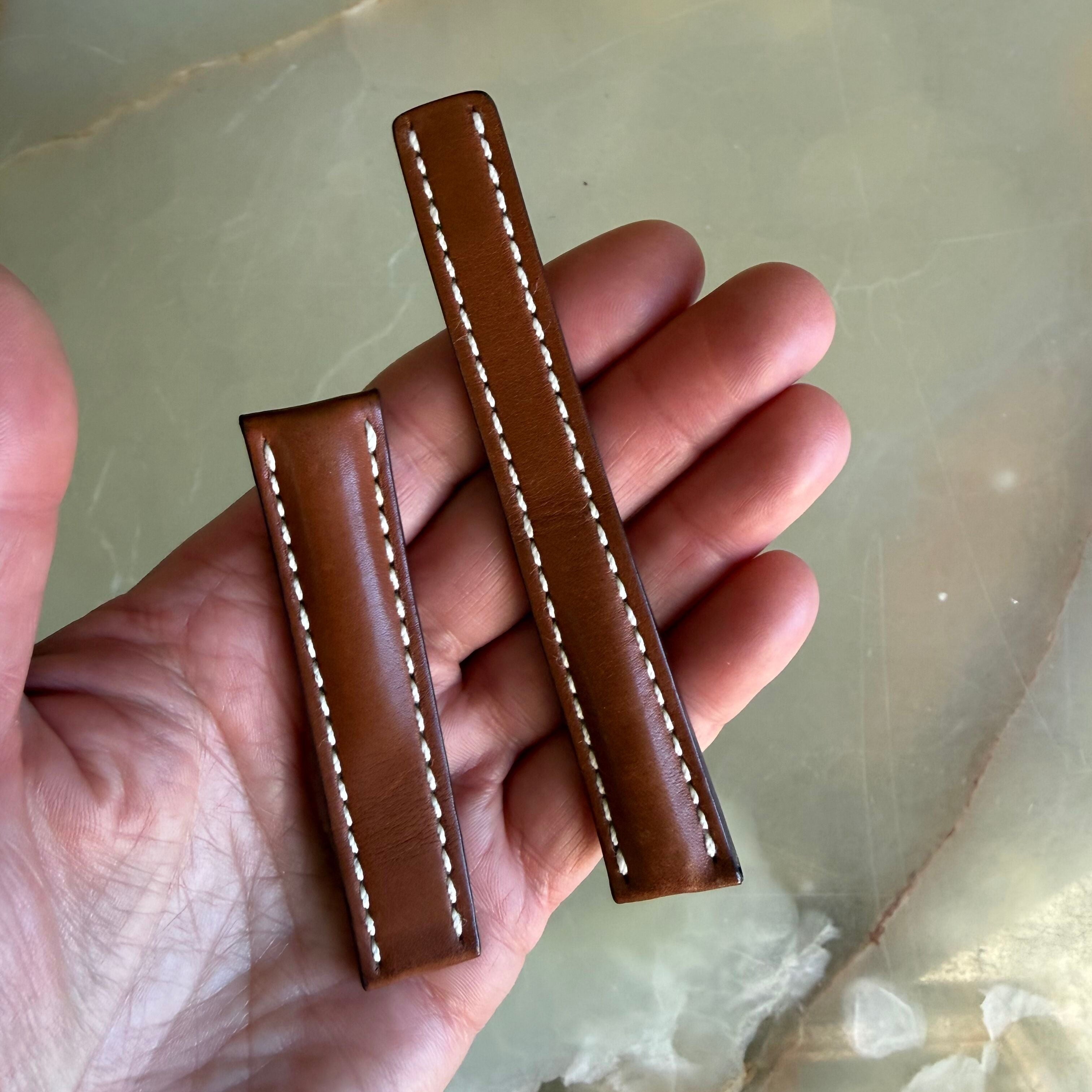 Authentic Breitling Brown Leather Padded & Stitched Watch Strap Band 18mm 413X