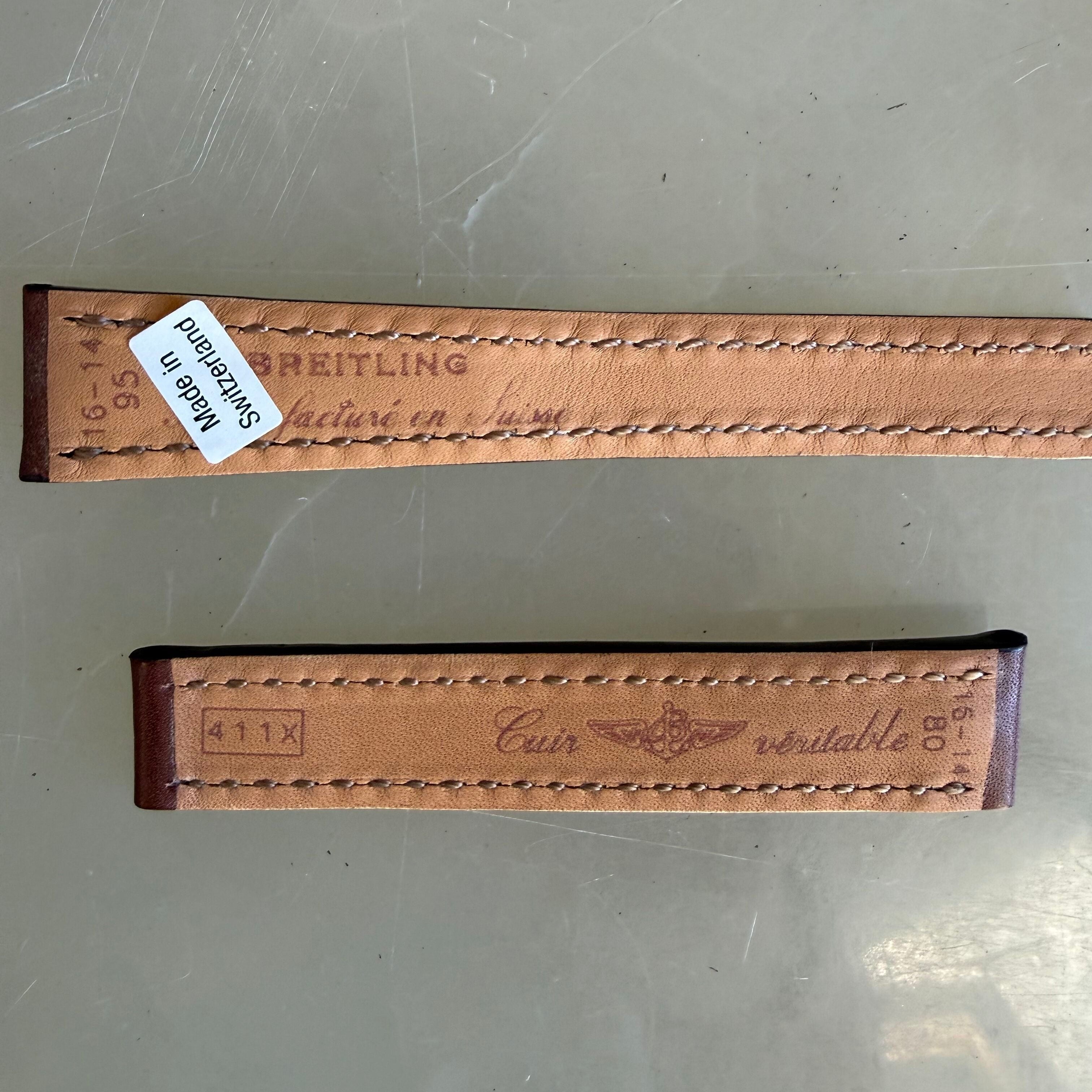 Authentic Breitling Brown Leather Watch Strap Band 16mm 411X