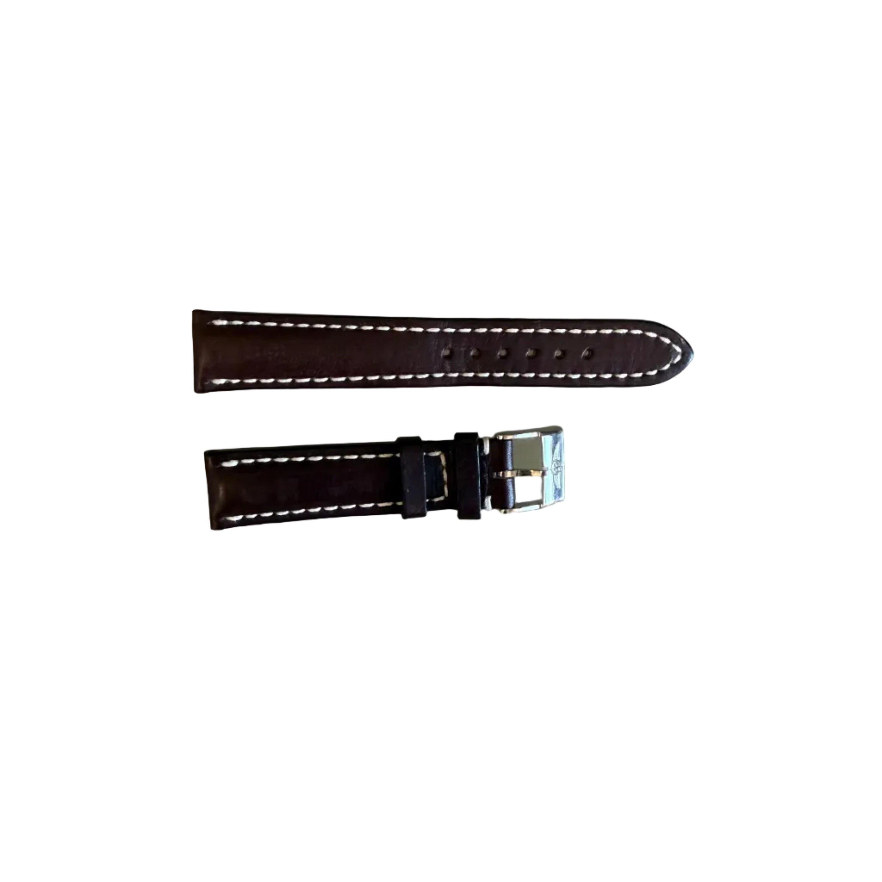 Authentic Breitling Brown Leather Watch Strap Band 18mm w Buckle 416X