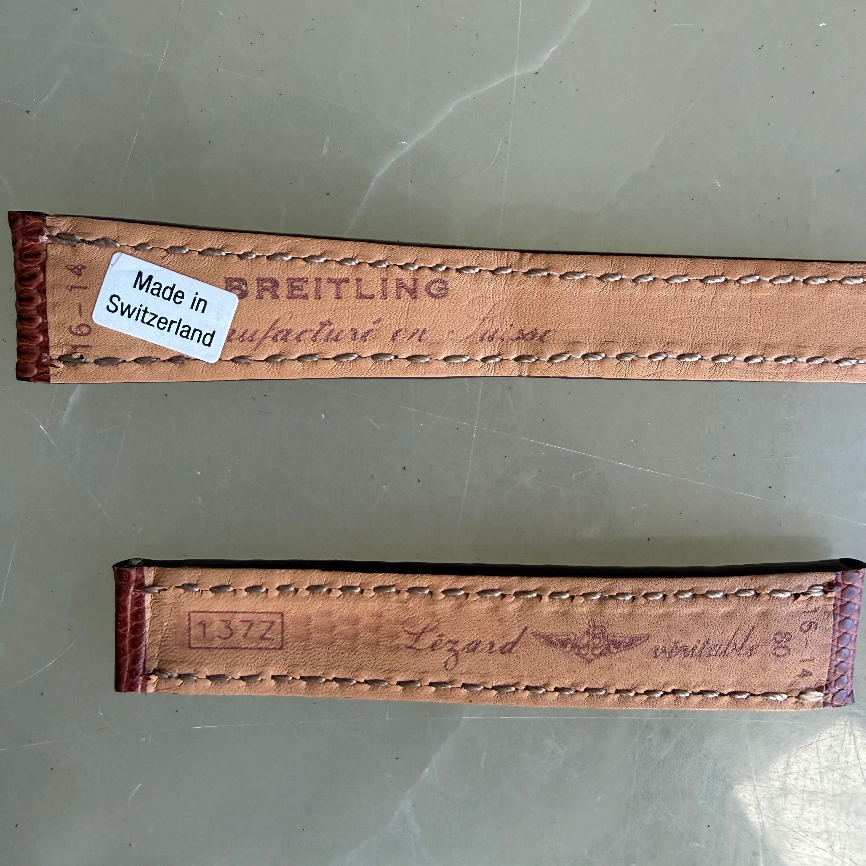 Authentic Breitling Brown Lizard Padded & Stitched Watch Strap Band 16mm 137Z