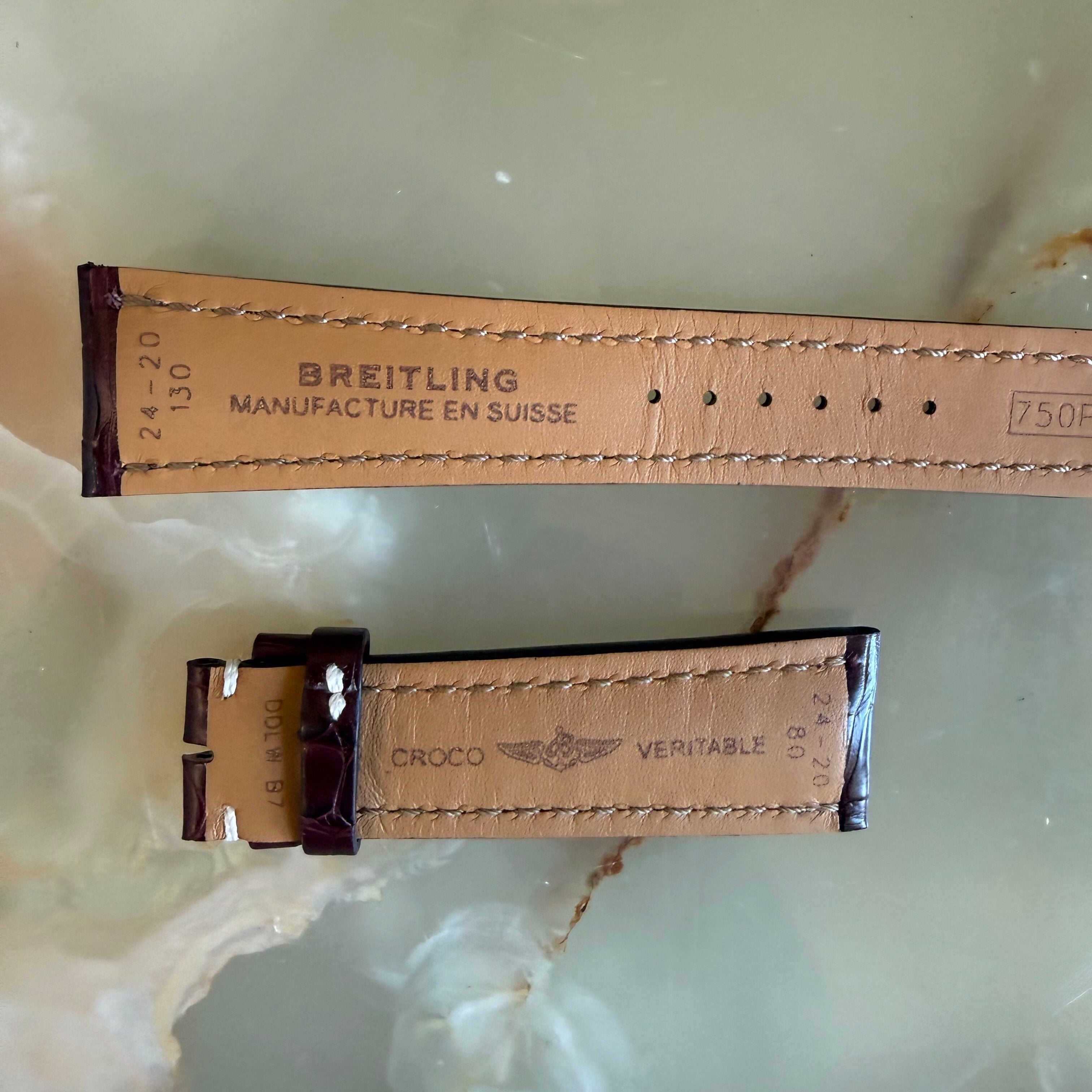 Authentic Breitling Burgundy Crocodile Watch Strap Band 24mm 750P