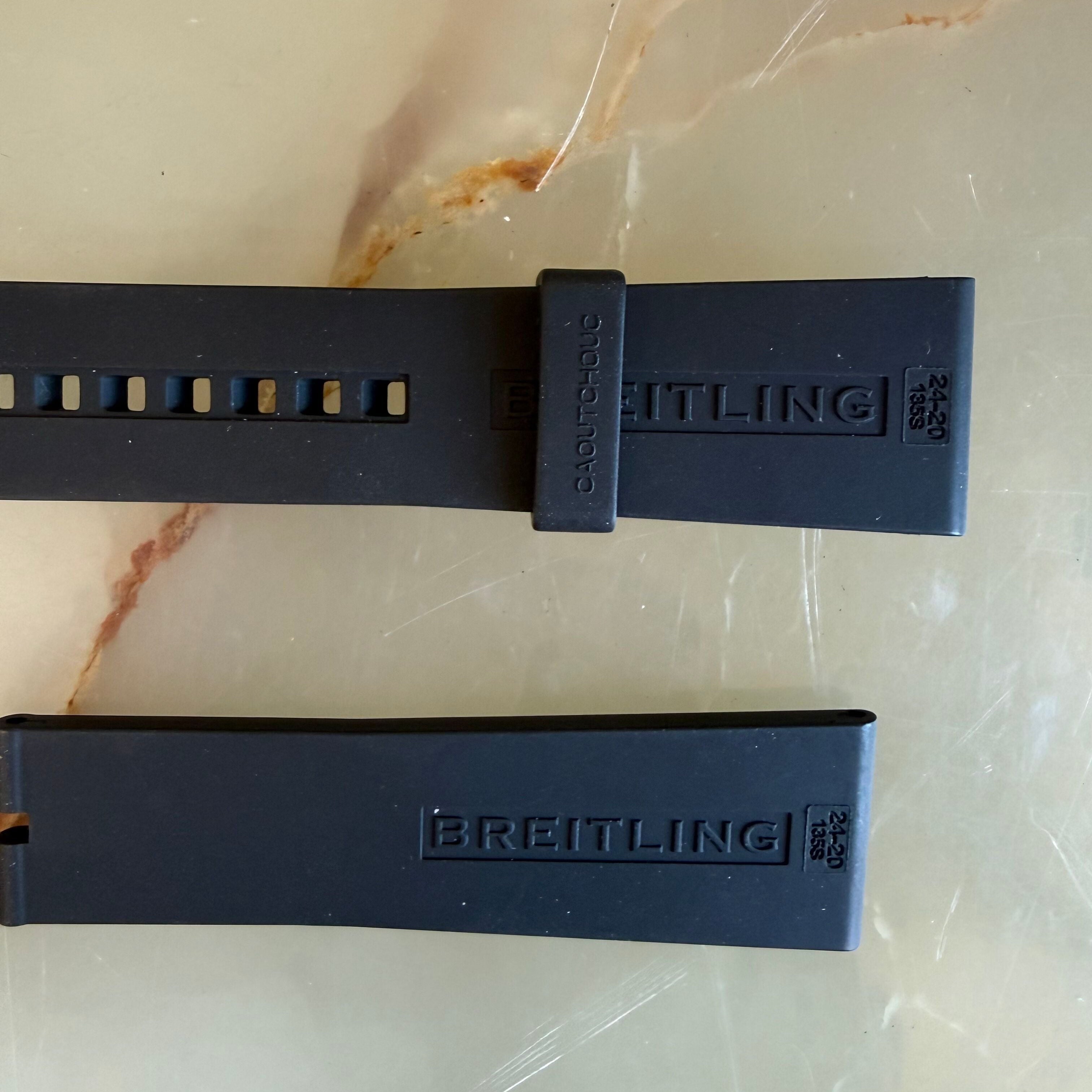 Authentic Breitling Diver Pro Black Rubber Watch Strap Band 24mm 135S