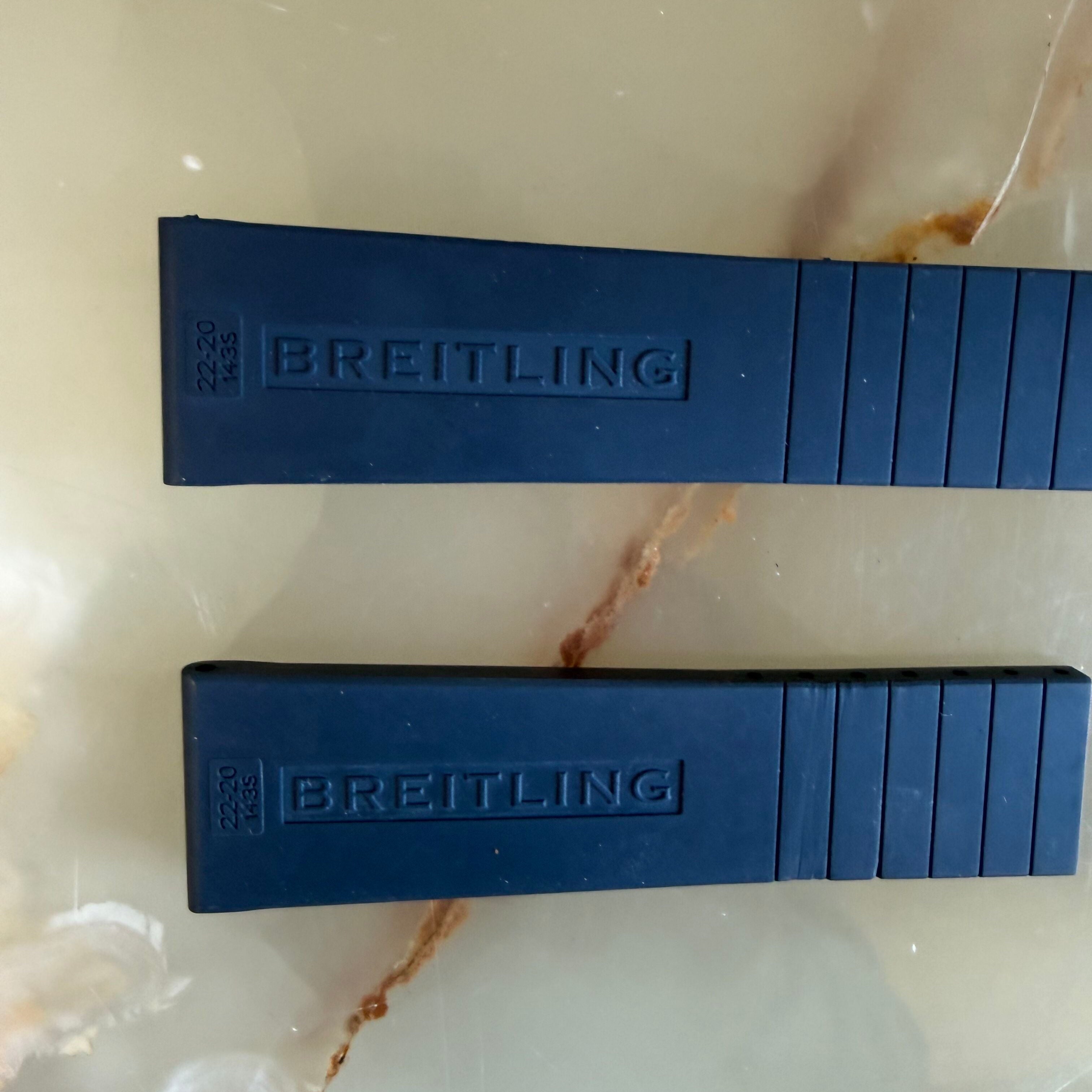 Authentic Breitling Diver Pro Blue Rubber Watch Strap Band 22mm 143S