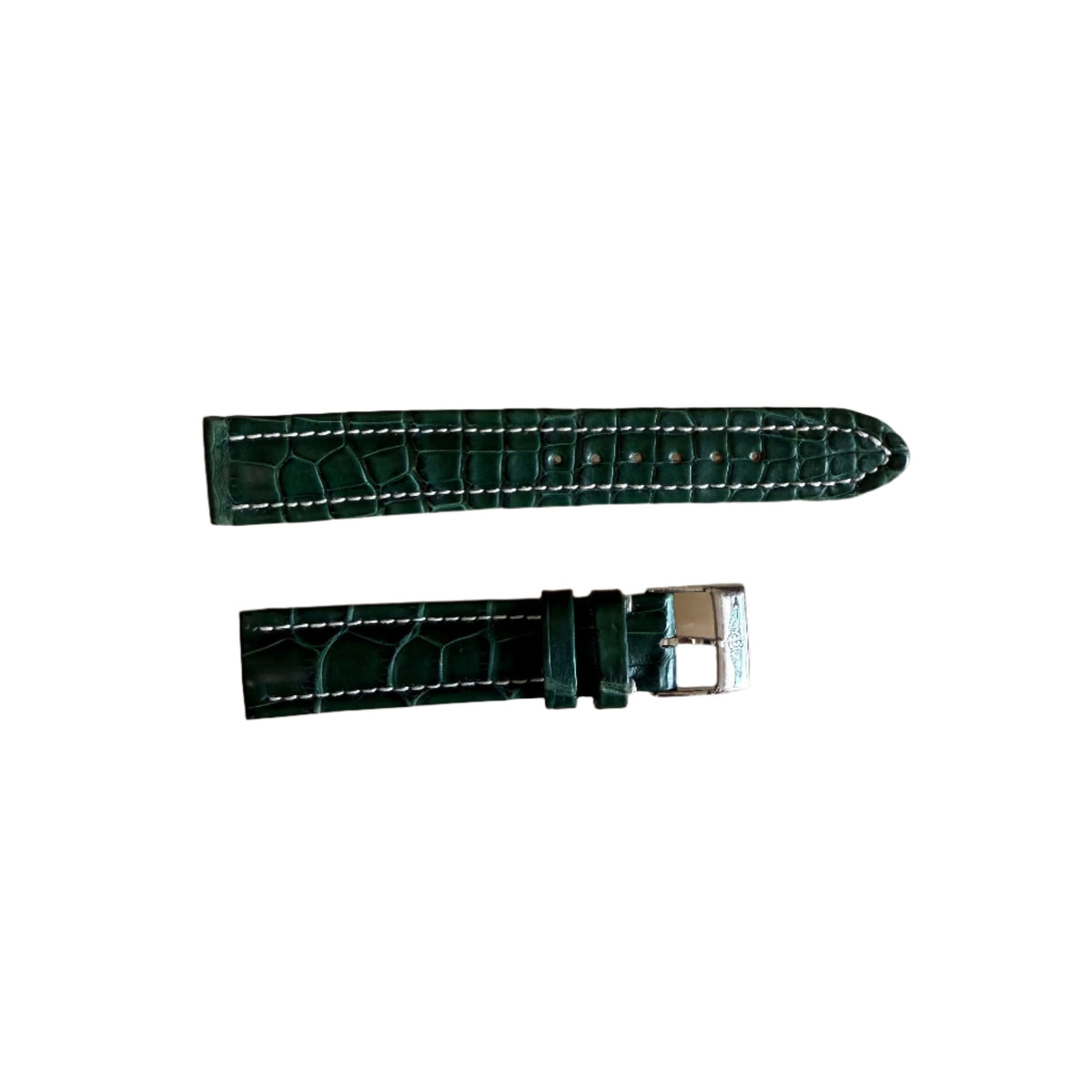 Authentic Breitling Green Crocodile Watch Strap Band 18mm with Buckle