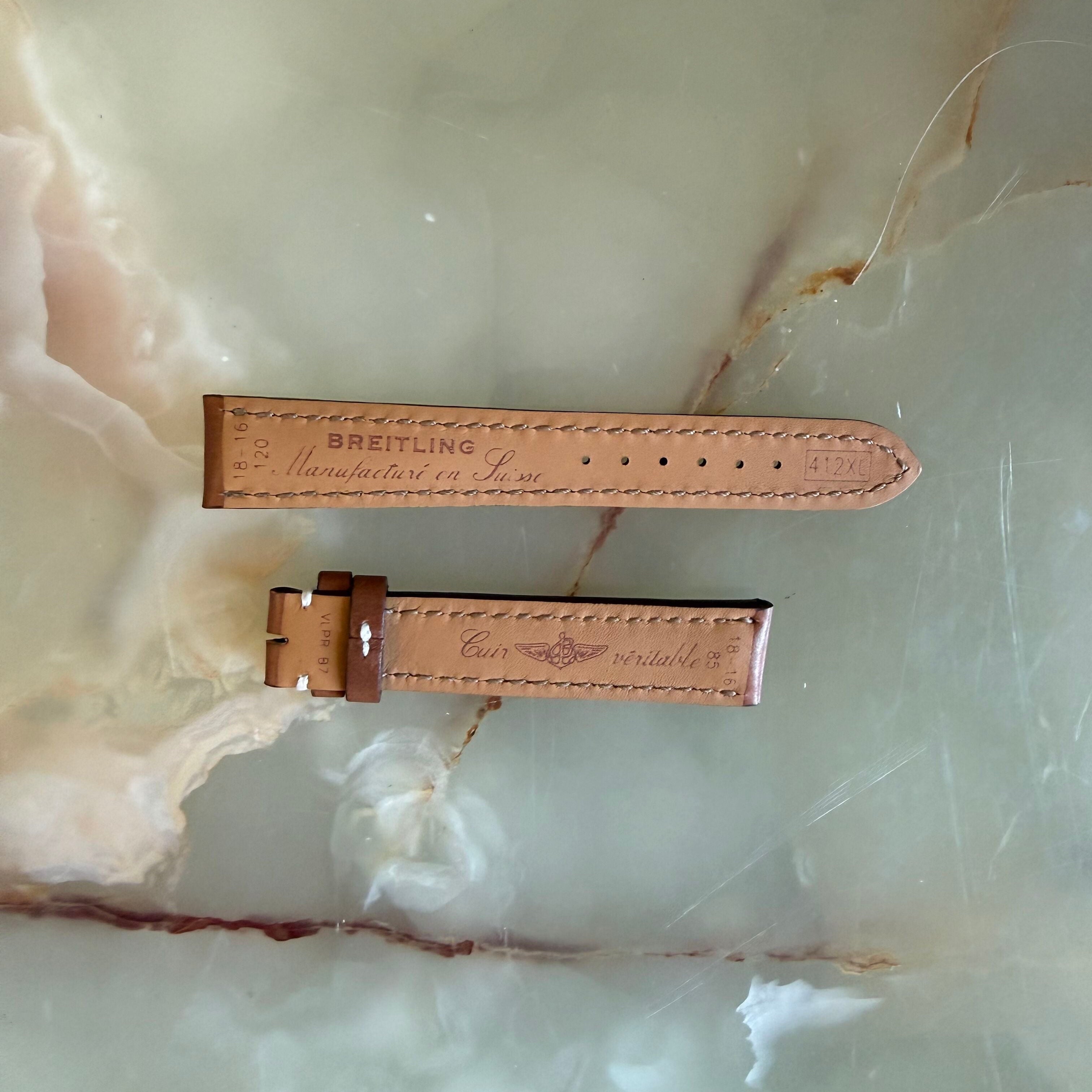 Authentic Breitling Novo Nappa Brown Leather Watch Strap Band 18mm 412XL