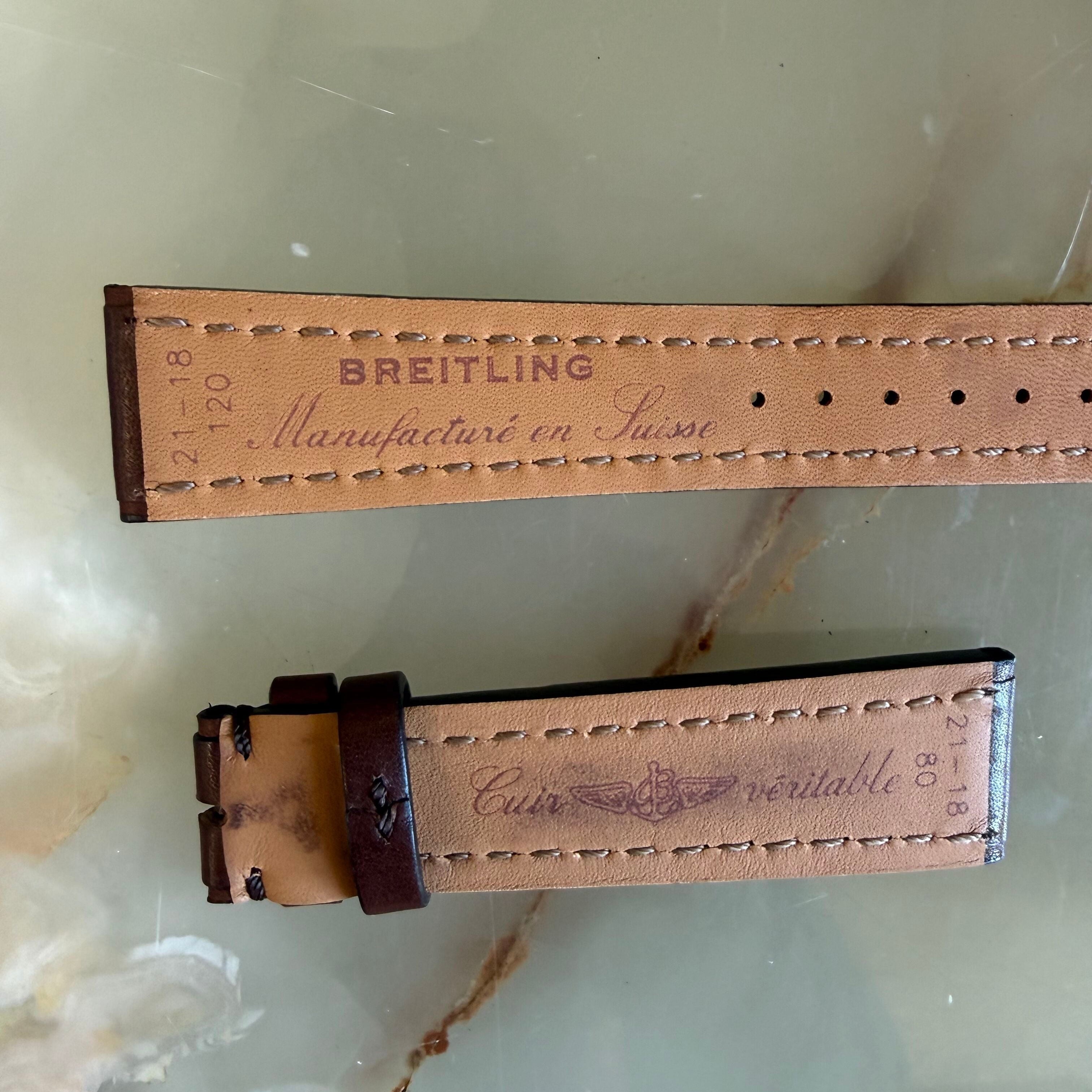 Authentic Breitling Novo Nappa Brown Leather Watch Strap Band 21mm 483X
