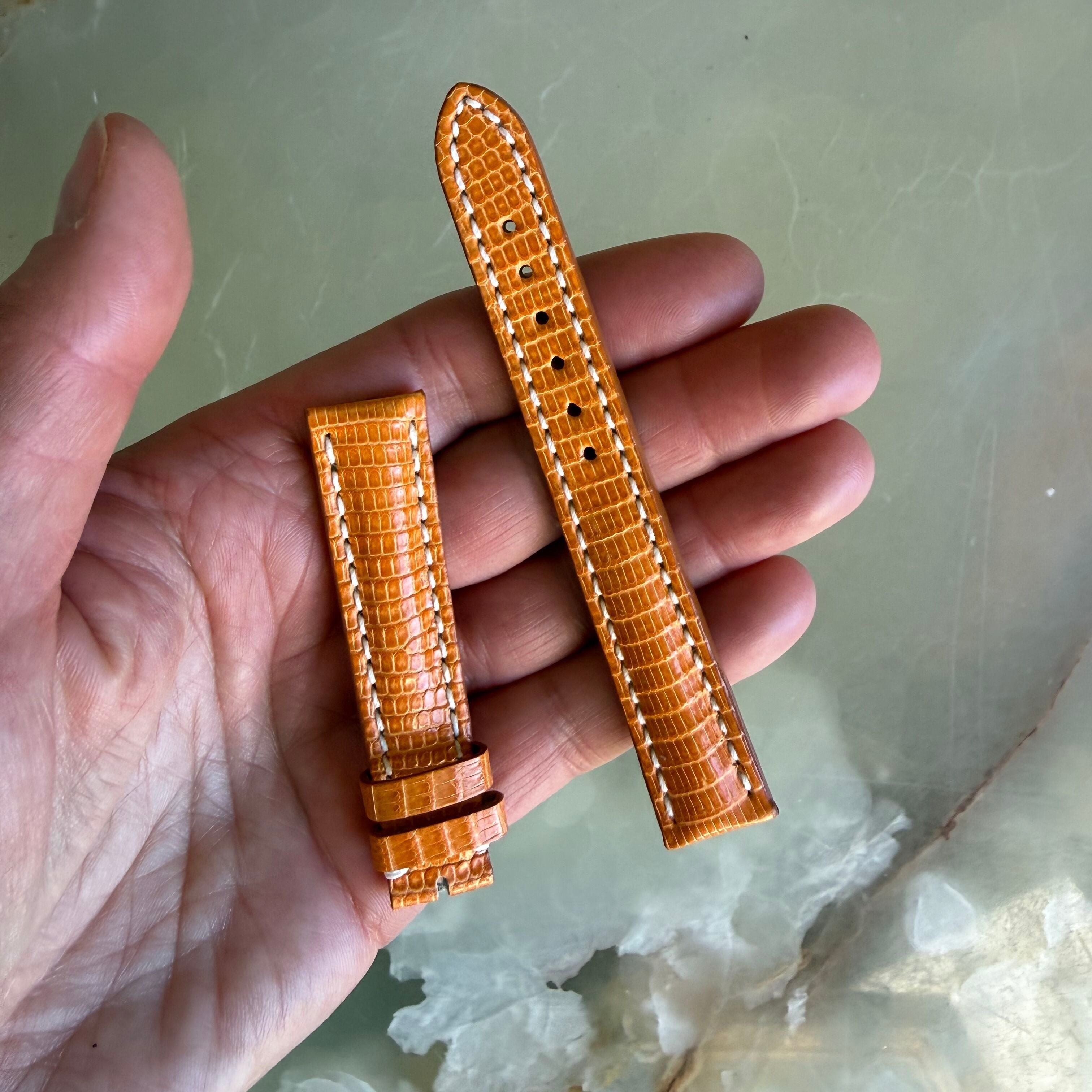 Authentic Breitling Orange Lizard Padded & Stitched Watch Strap Band 16mm 125Z