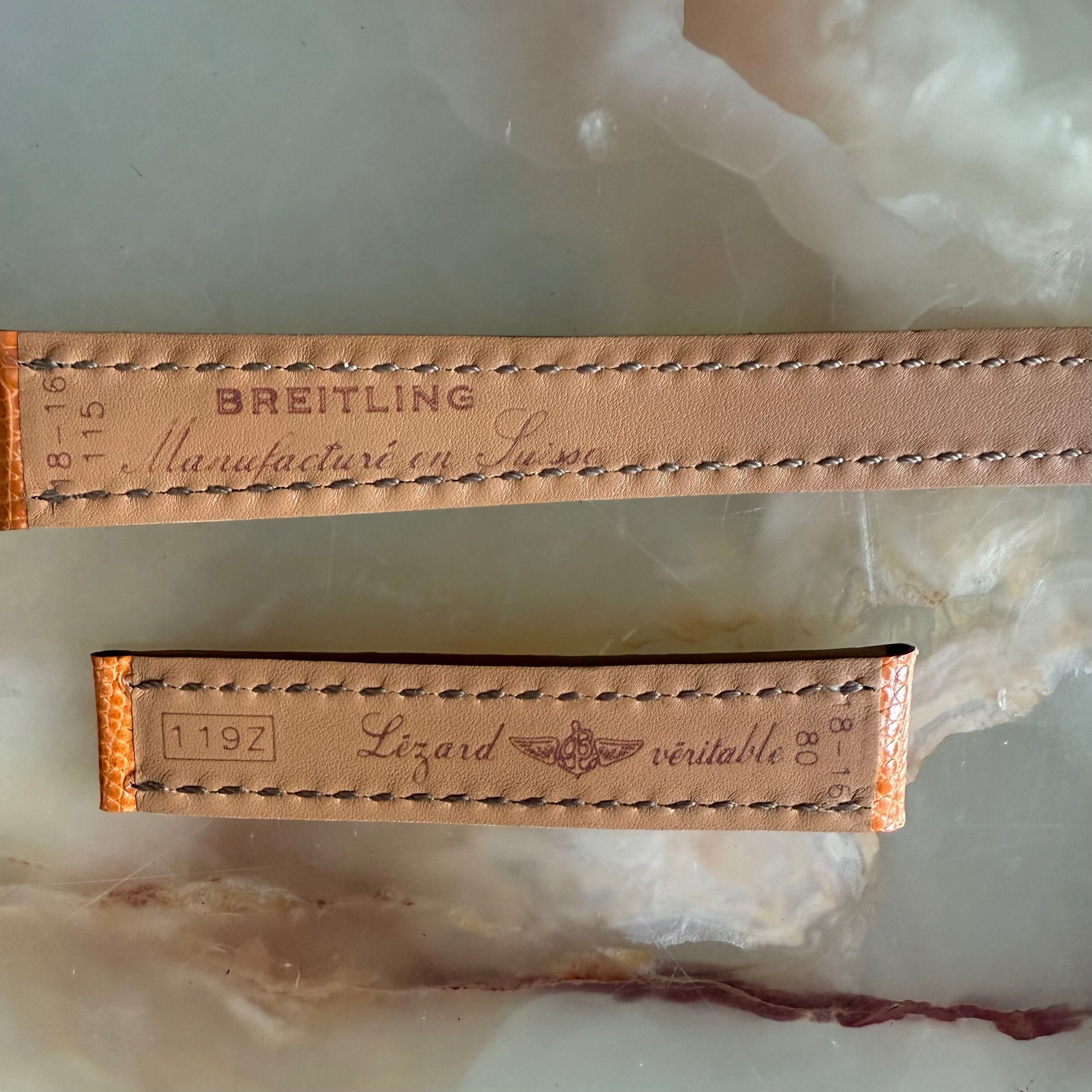 Authentic Breitling Orange Lizard Watch Strap Band 119Z 18mm