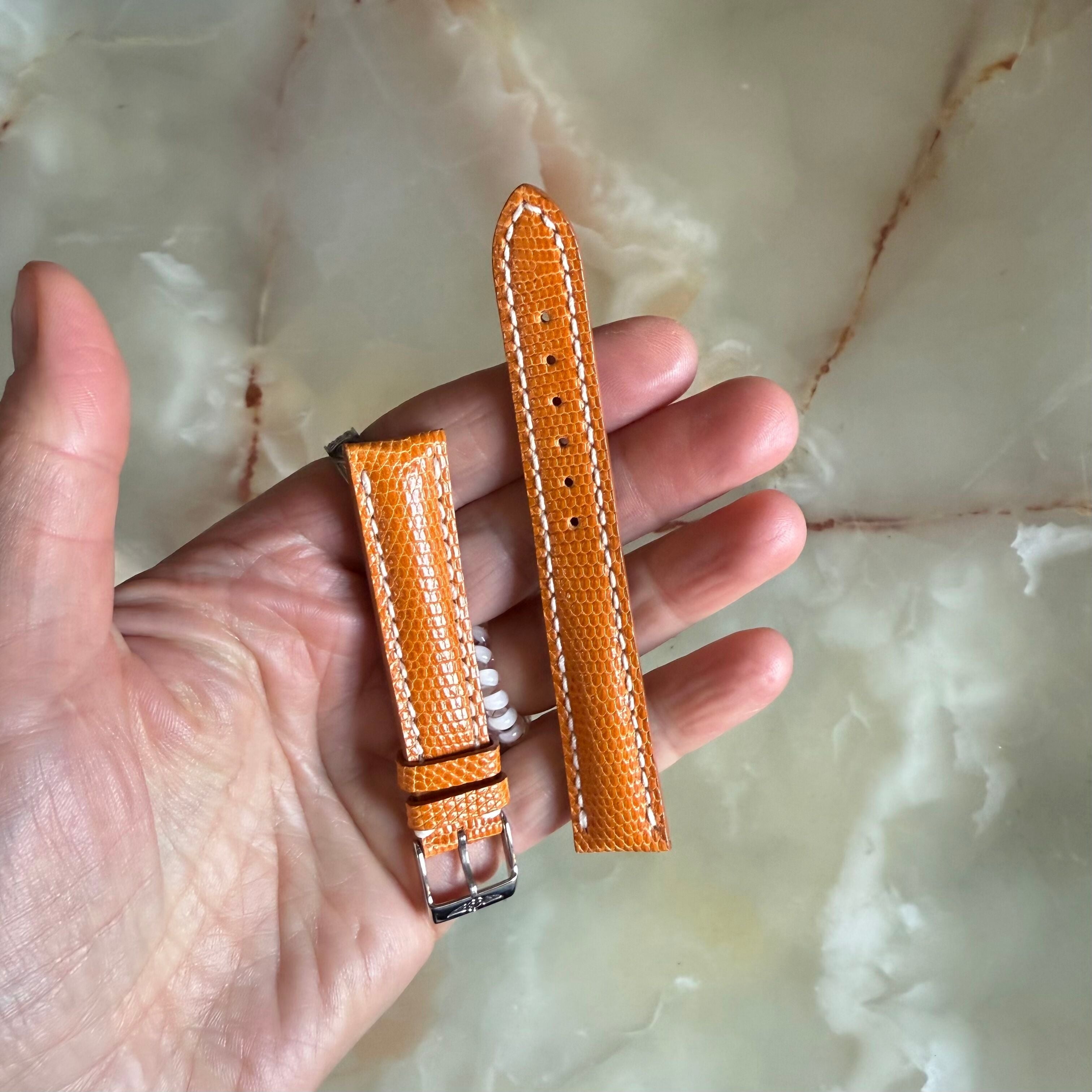 Authentic Breitling Orange Lizard Watch Strap Band 16mm with Buckle 125Z