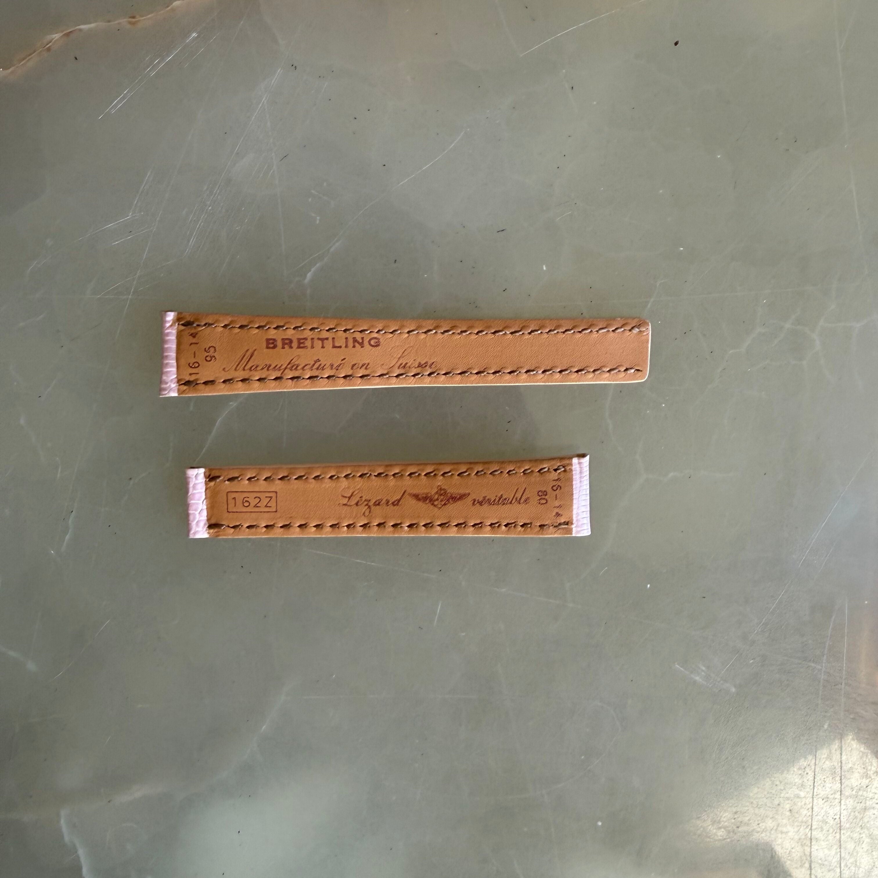 Authentic Breitling Pink Lizard Watch Strap Band 16mm 162Z
