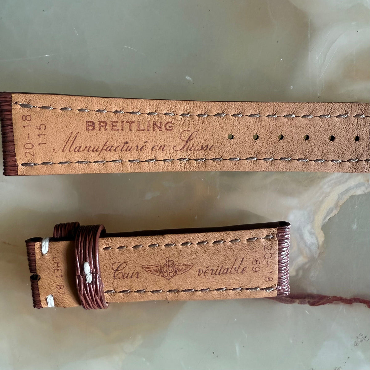 Authentic Breitling Sahara Brown Leather Watch Strap Band 20mm