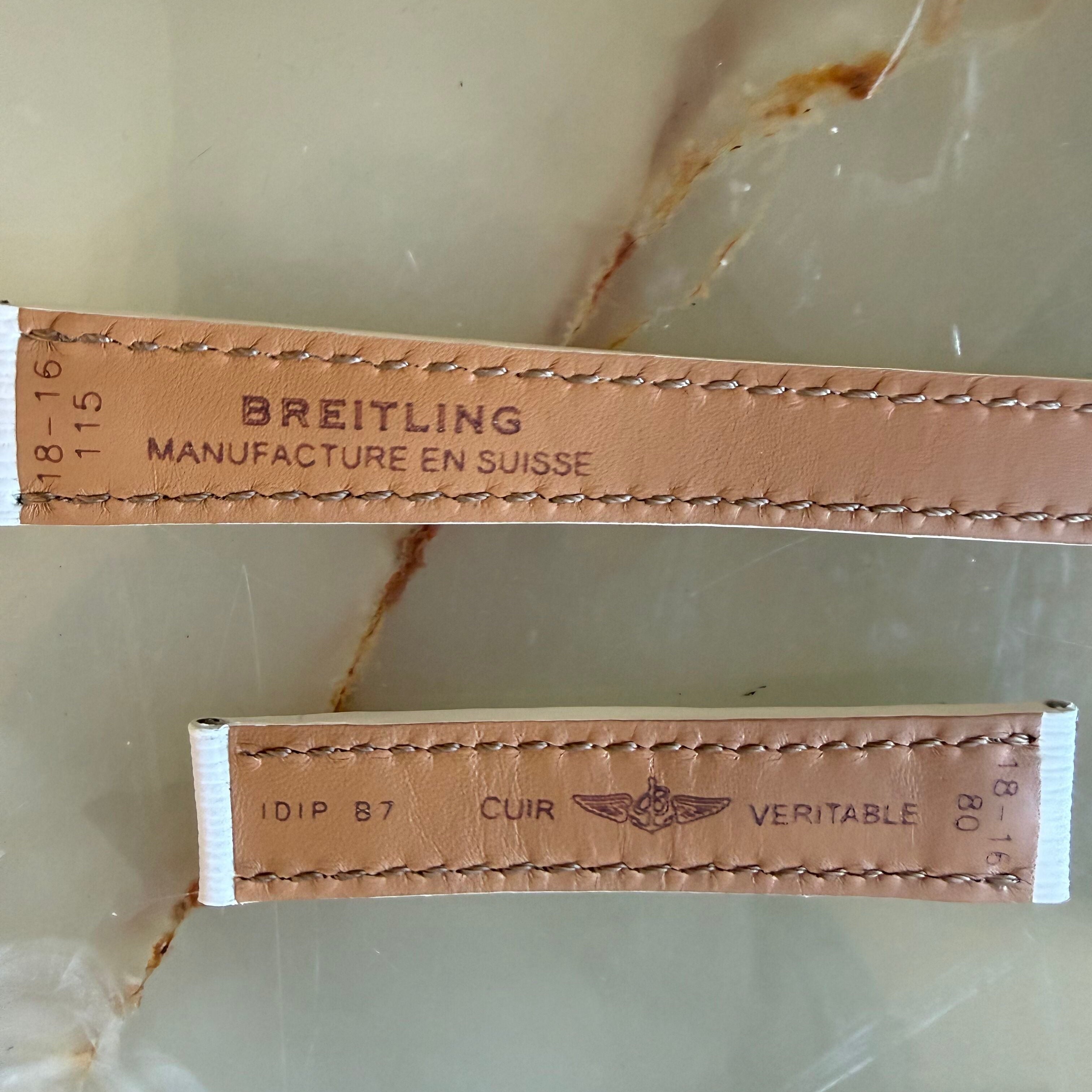 Authentic Breitling White Leather Watch Strap Band 18mm 262X