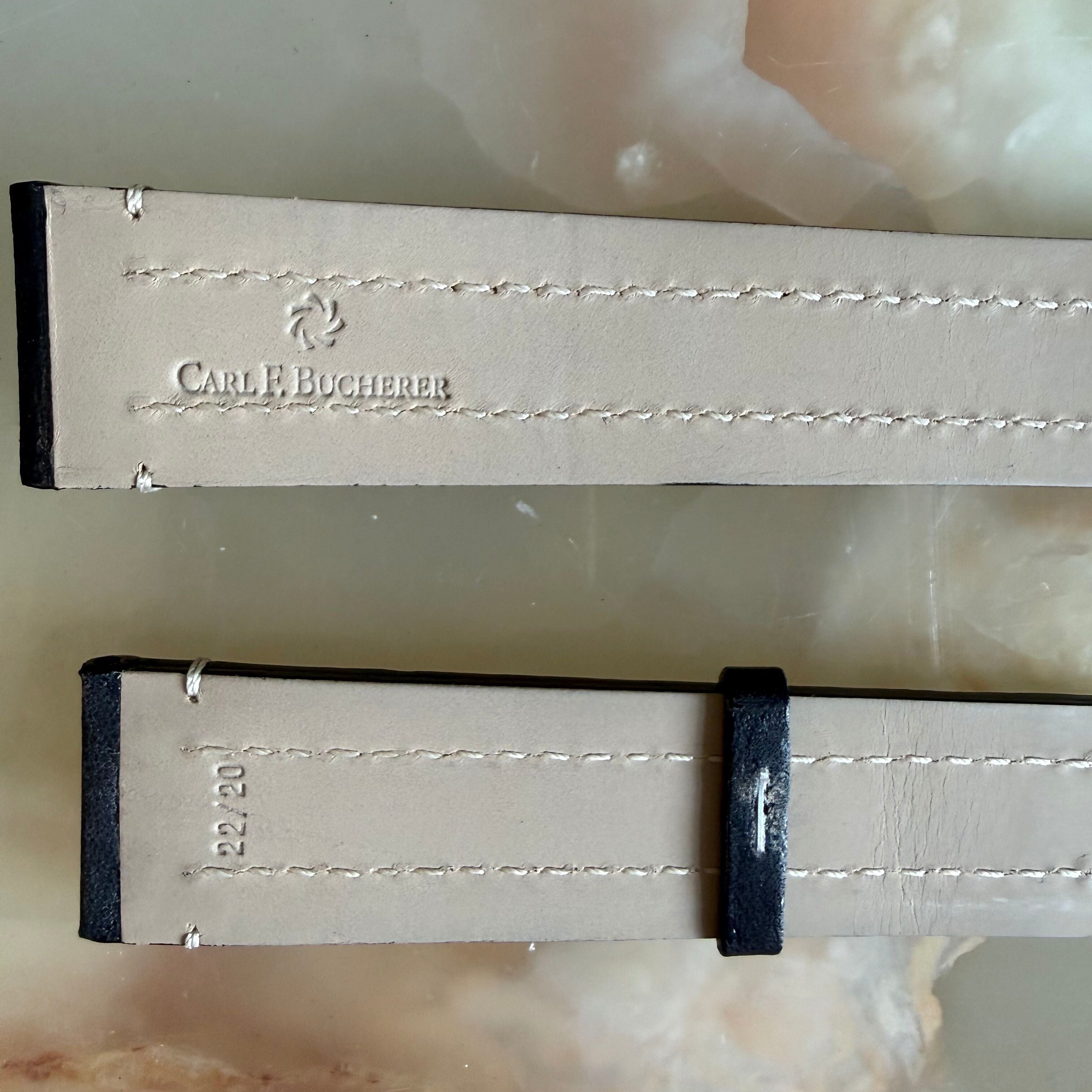 Authentic Carl F. Bucherer Black Leather Watch Strap Band 22mm