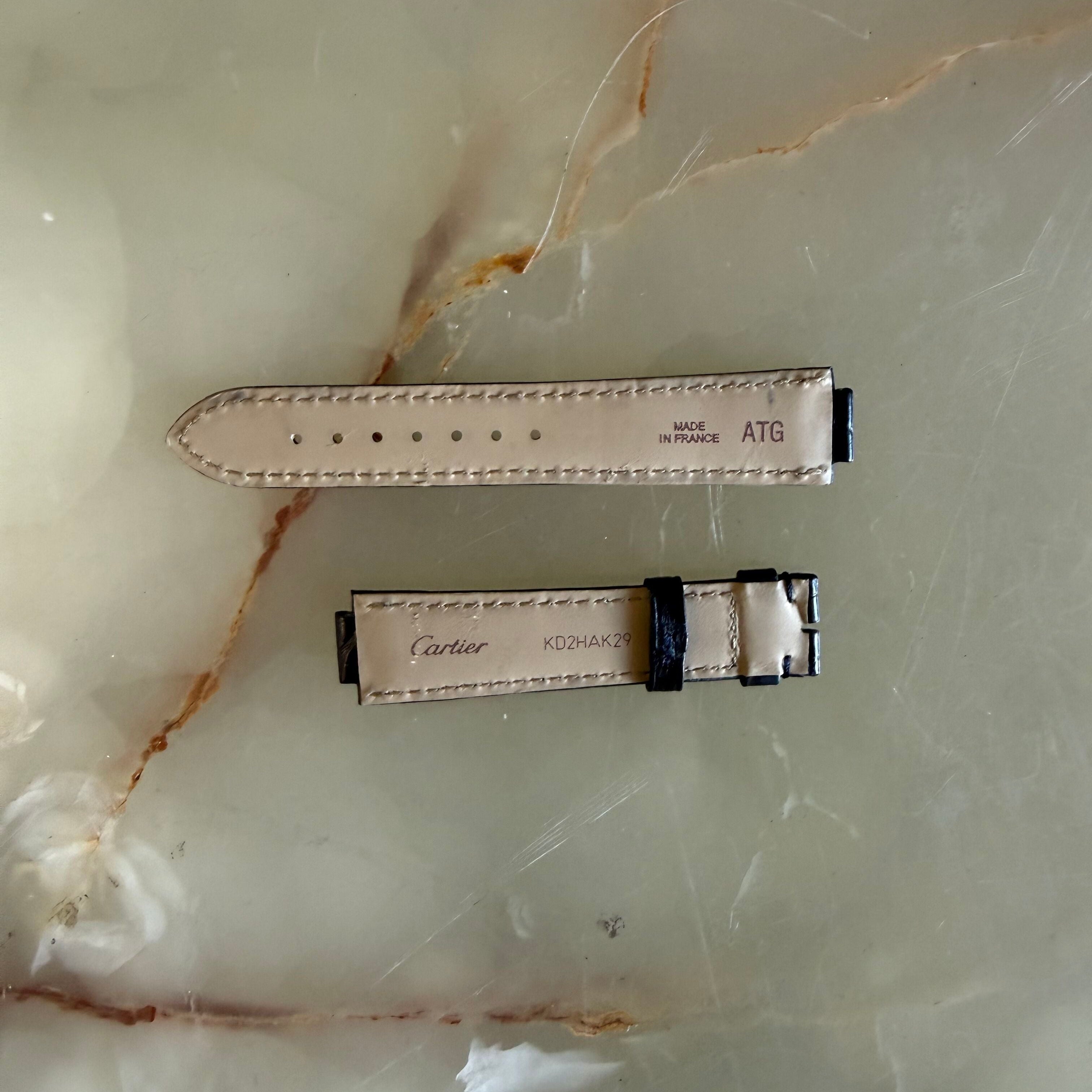 Authentic Cartier Ballon Bleu Black Alligator Watch Strap Band 18mm KD2HAK29