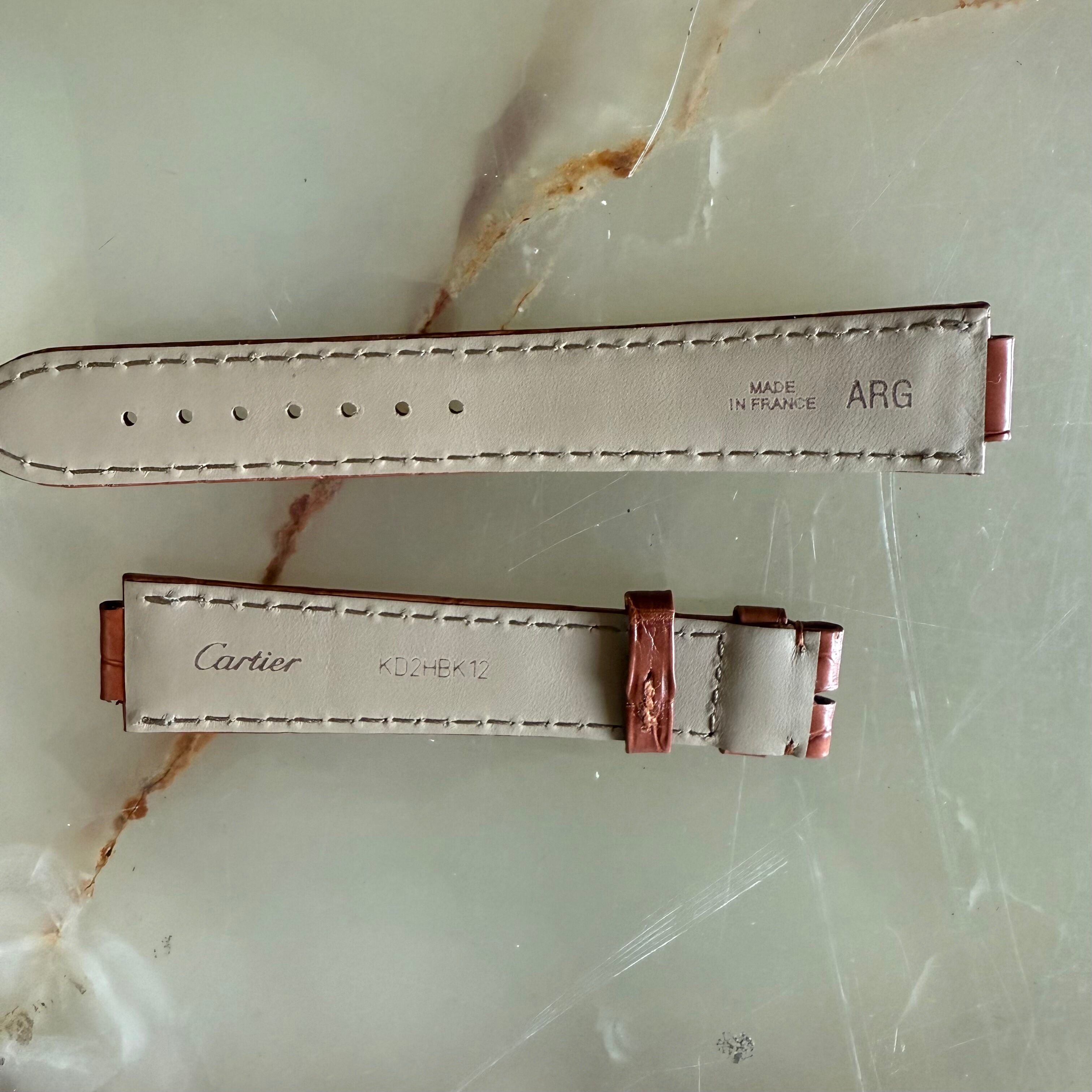 Authentic Cartier Ballon Bleu Brown Alligator Watch Strap Band 18mm KD2HBK12