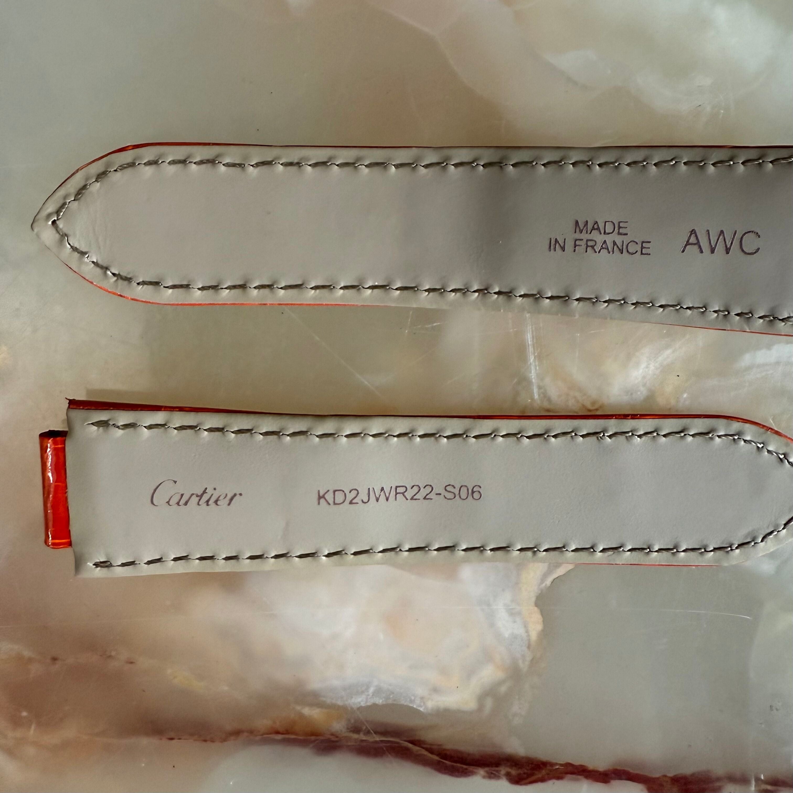 Authentic Cartier Ballon Bleu Orange Alligator Watch Strap Band 20mm
