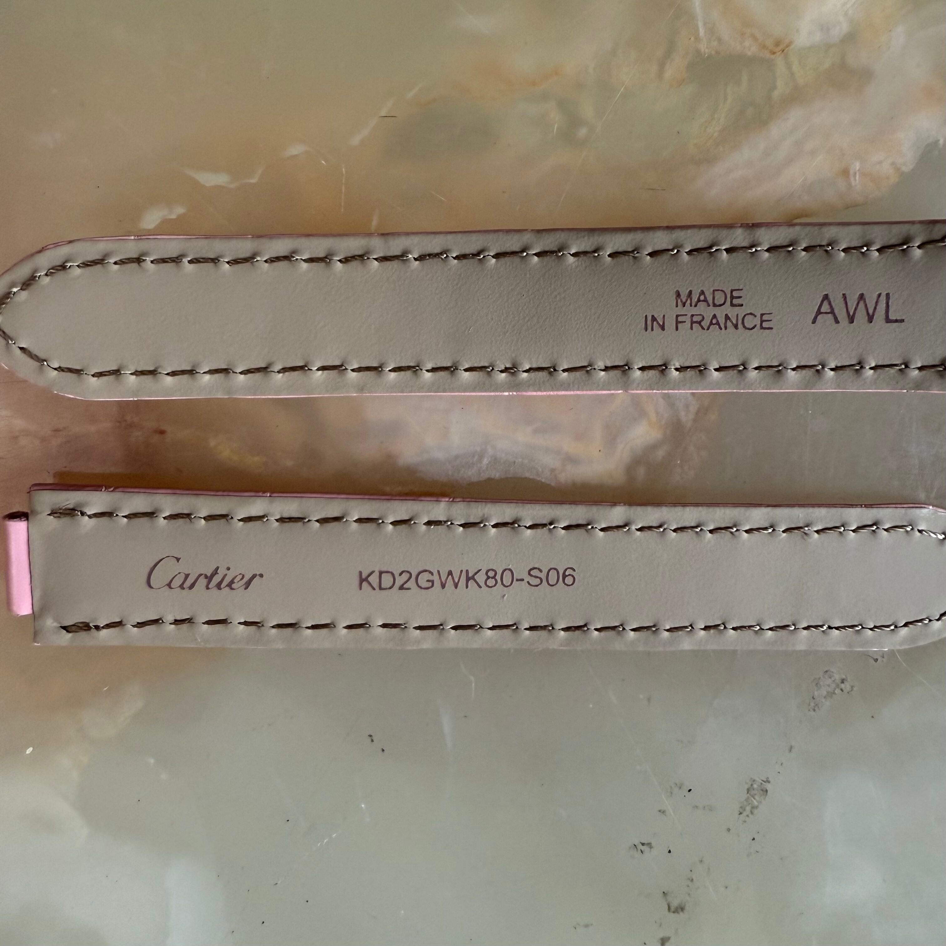 Authentic Cartier Ballon Bleu Pink Alligator Watch Strap Band 15mm KD2GWK80-S06