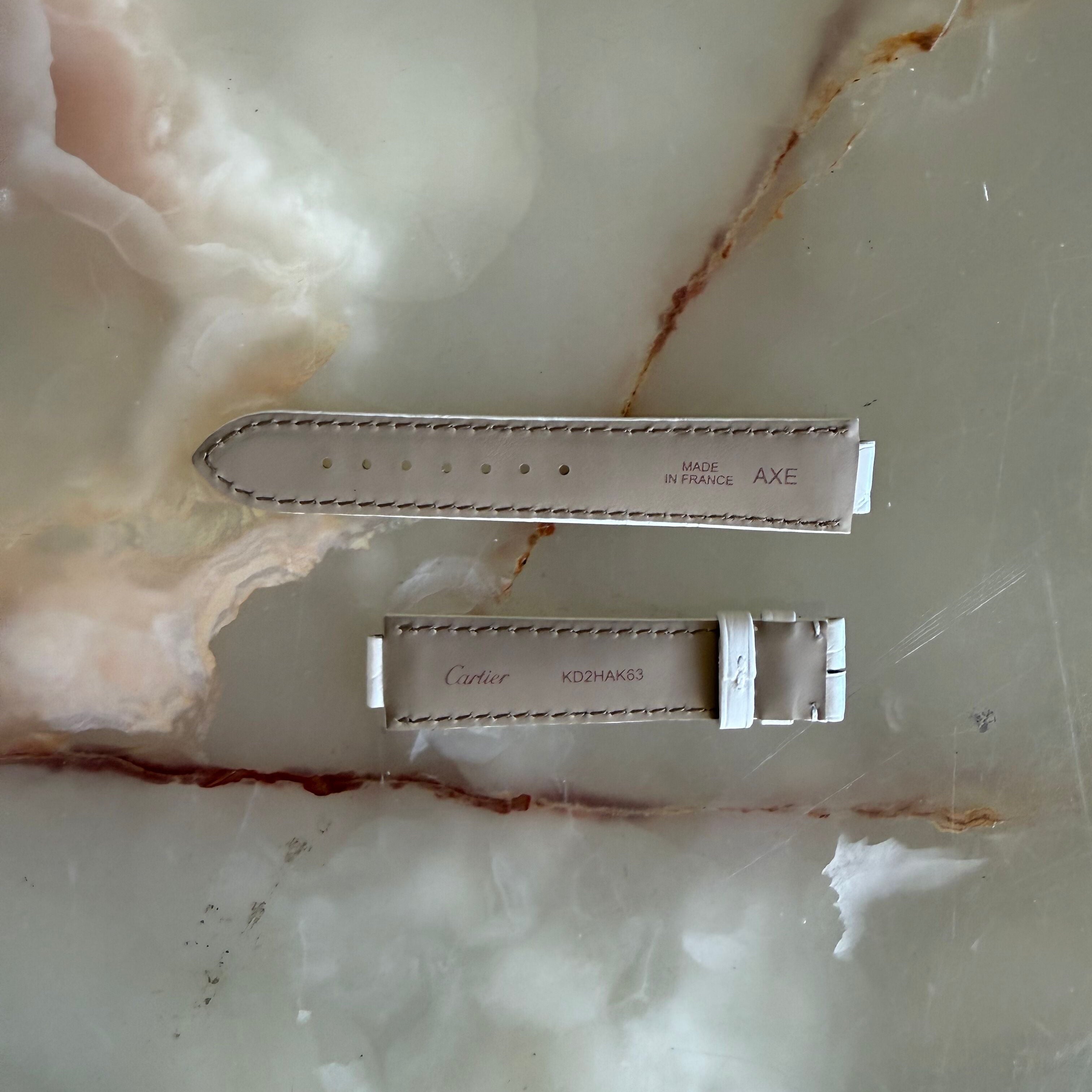 Authentic Cartier Ballon Bleu White Alligator Watch Strap Band 18mm KD2HAK63