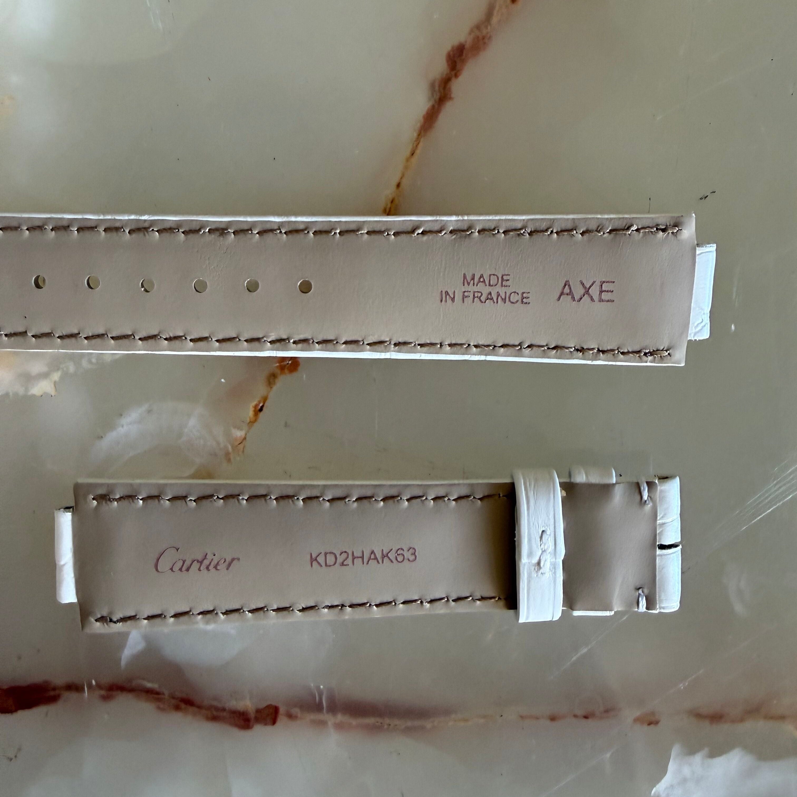 Authentic Cartier Ballon Bleu White Alligator Watch Strap Band 18mm KD2HAK63