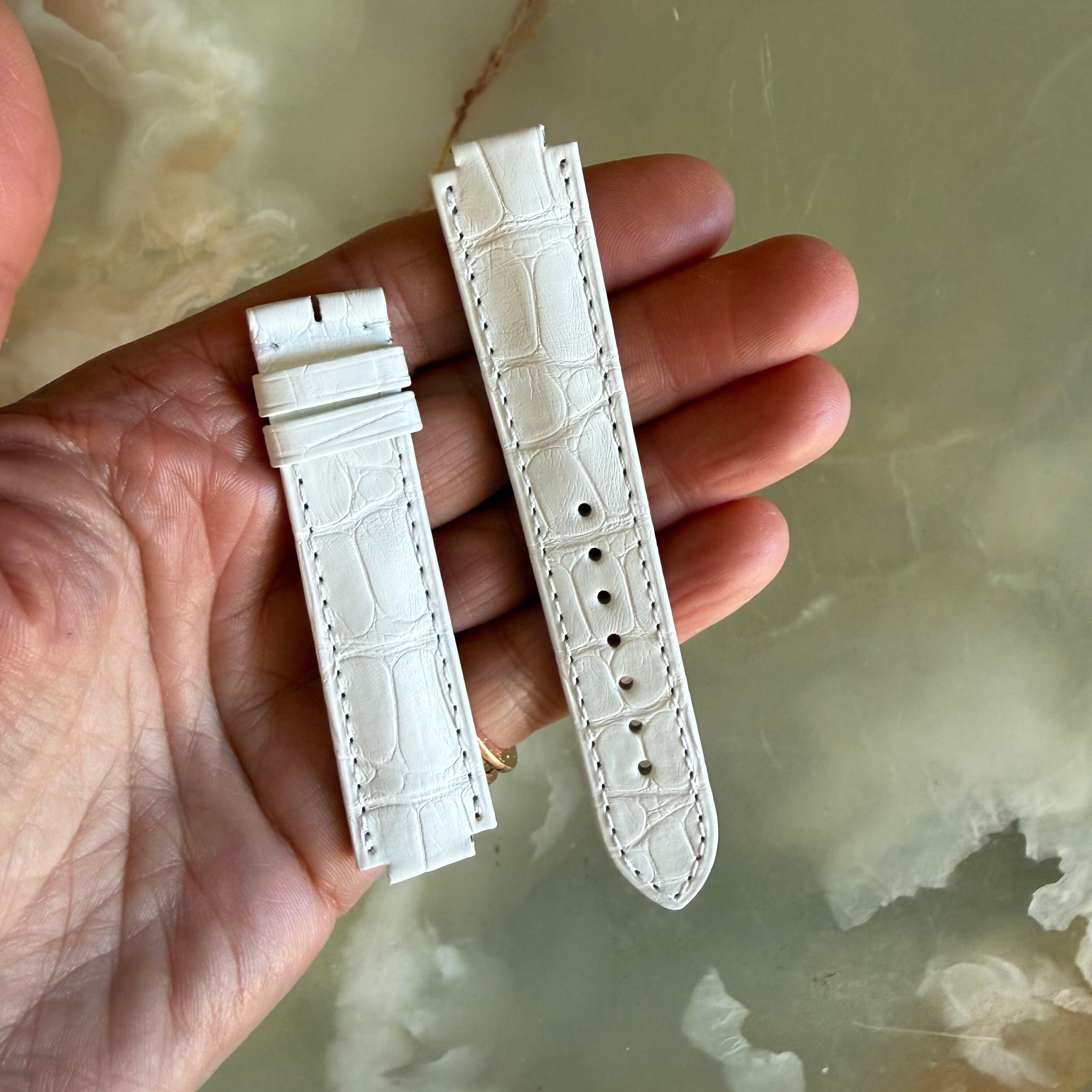 Authentic Cartier Ballon Bleu White Alligator Watch Strap Band 18mm KD2HAK63