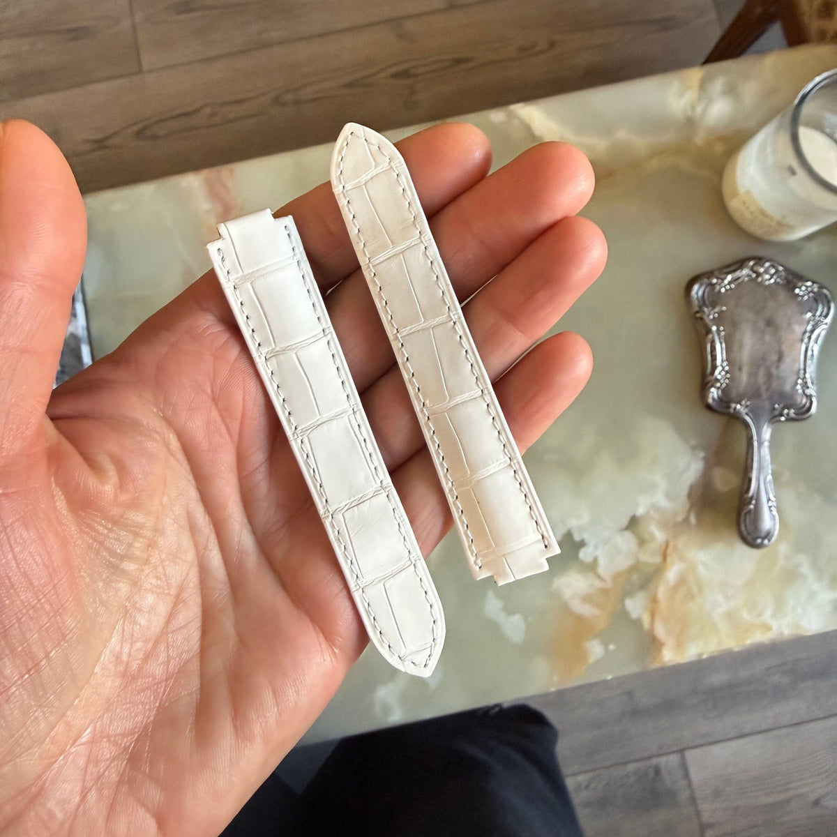 Authentic Cartier Ballon Bleu White Alligator Watch Strap Band 19mm KD2HXK63