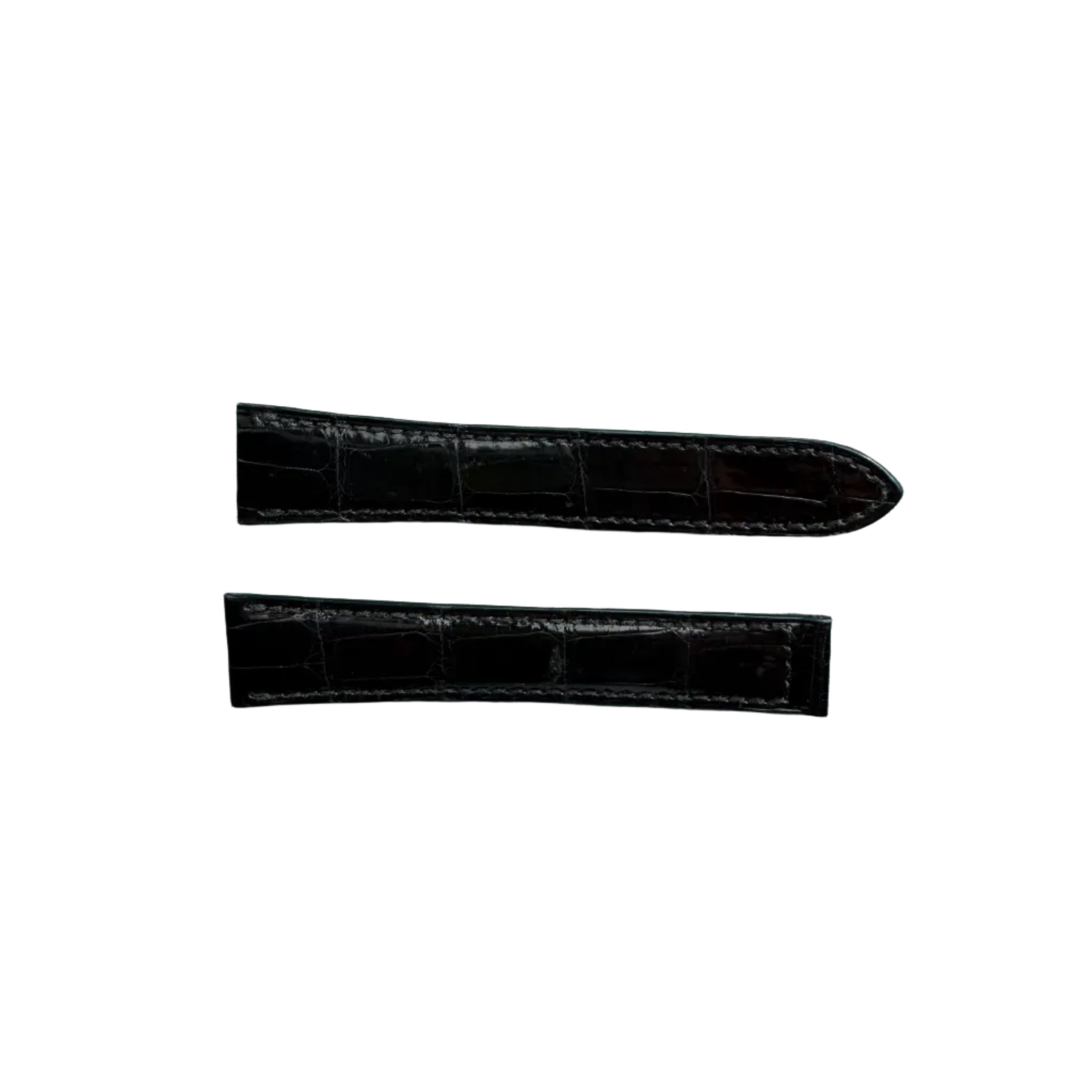 Authentic Cartier Black Alligator Padded & Stitched Watch Strap Band 18.75mm