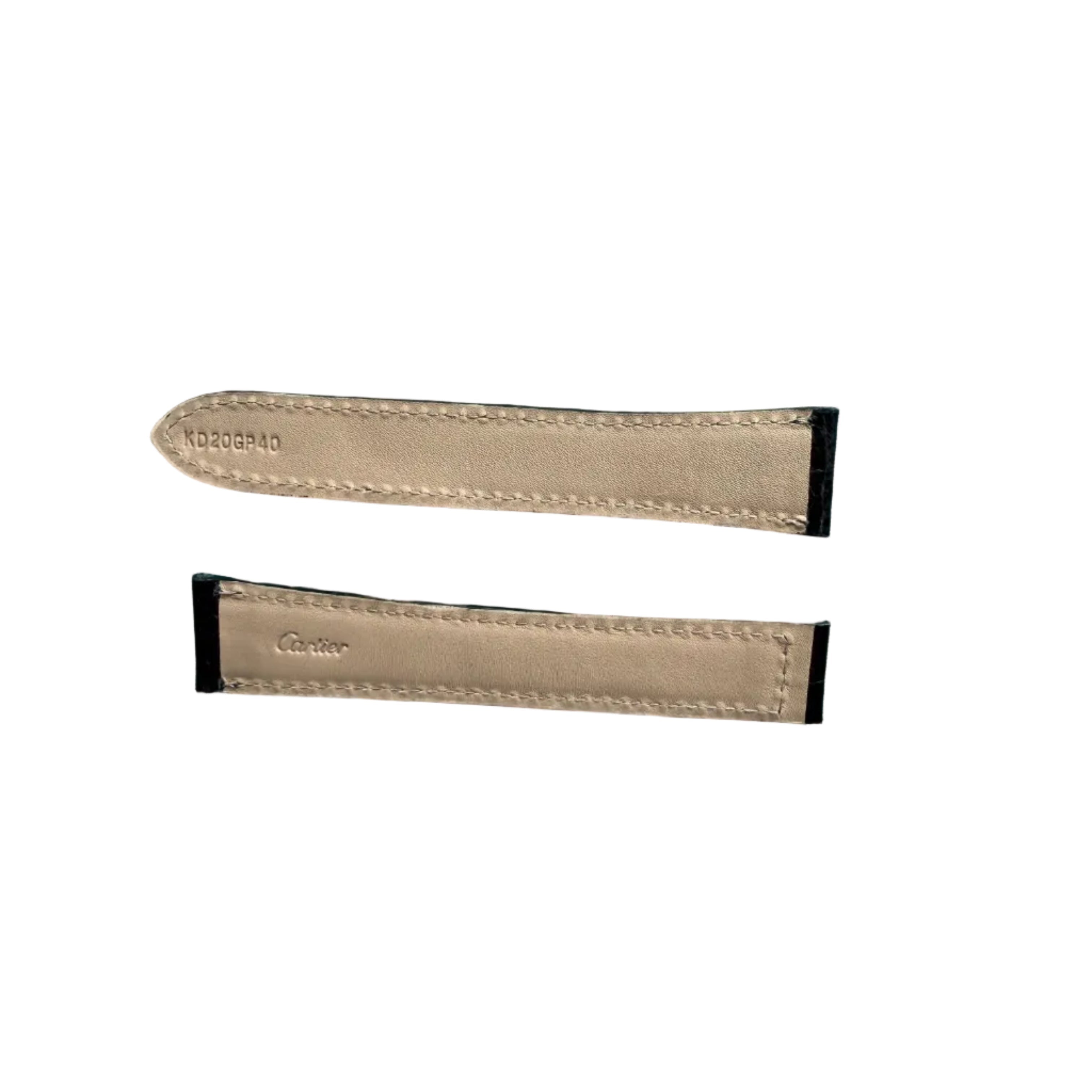 Authentic Cartier Black Alligator Padded & Stitched Watch Strap Band 18.75mm