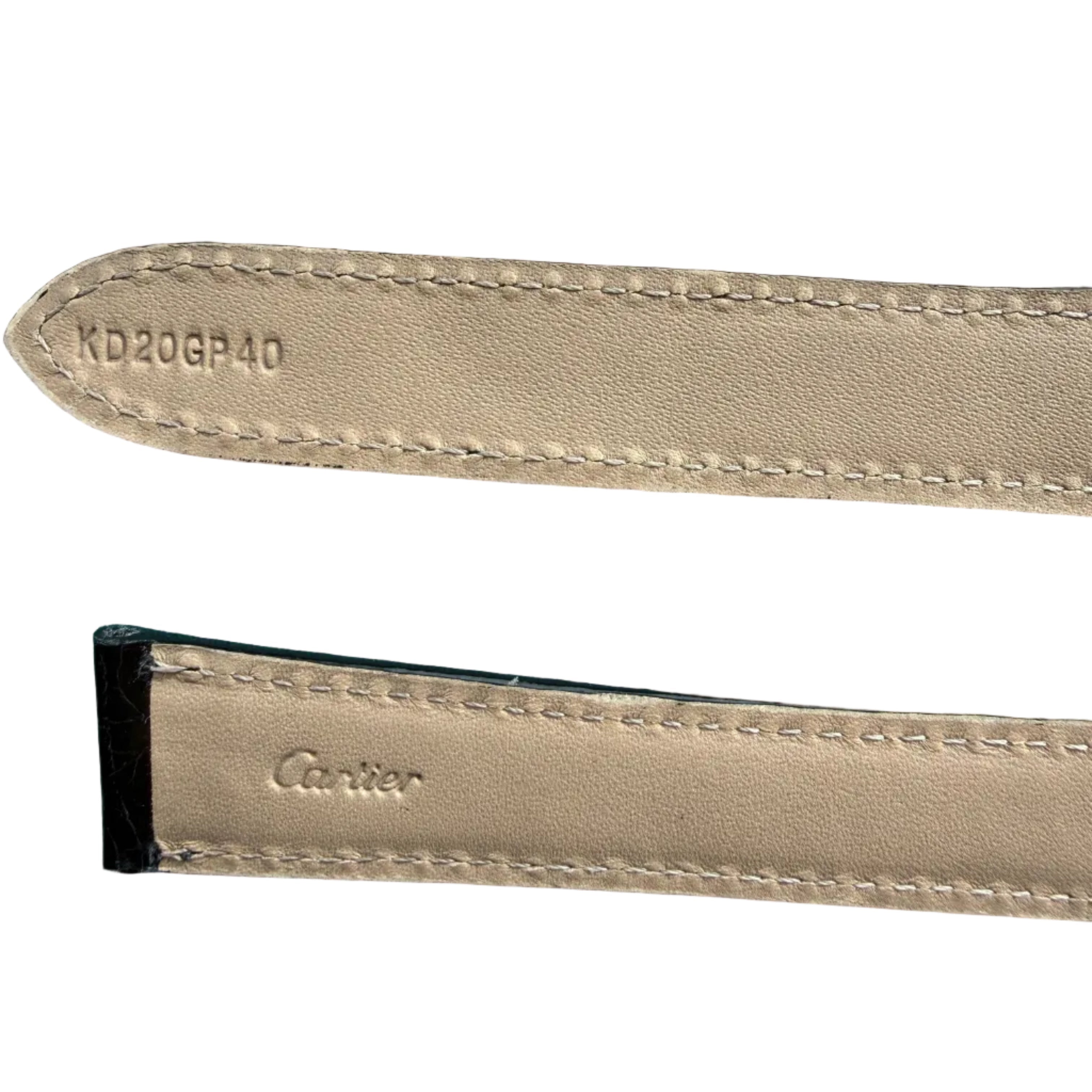 Authentic Cartier Black Alligator Padded & Stitched Watch Strap Band 18.75mm