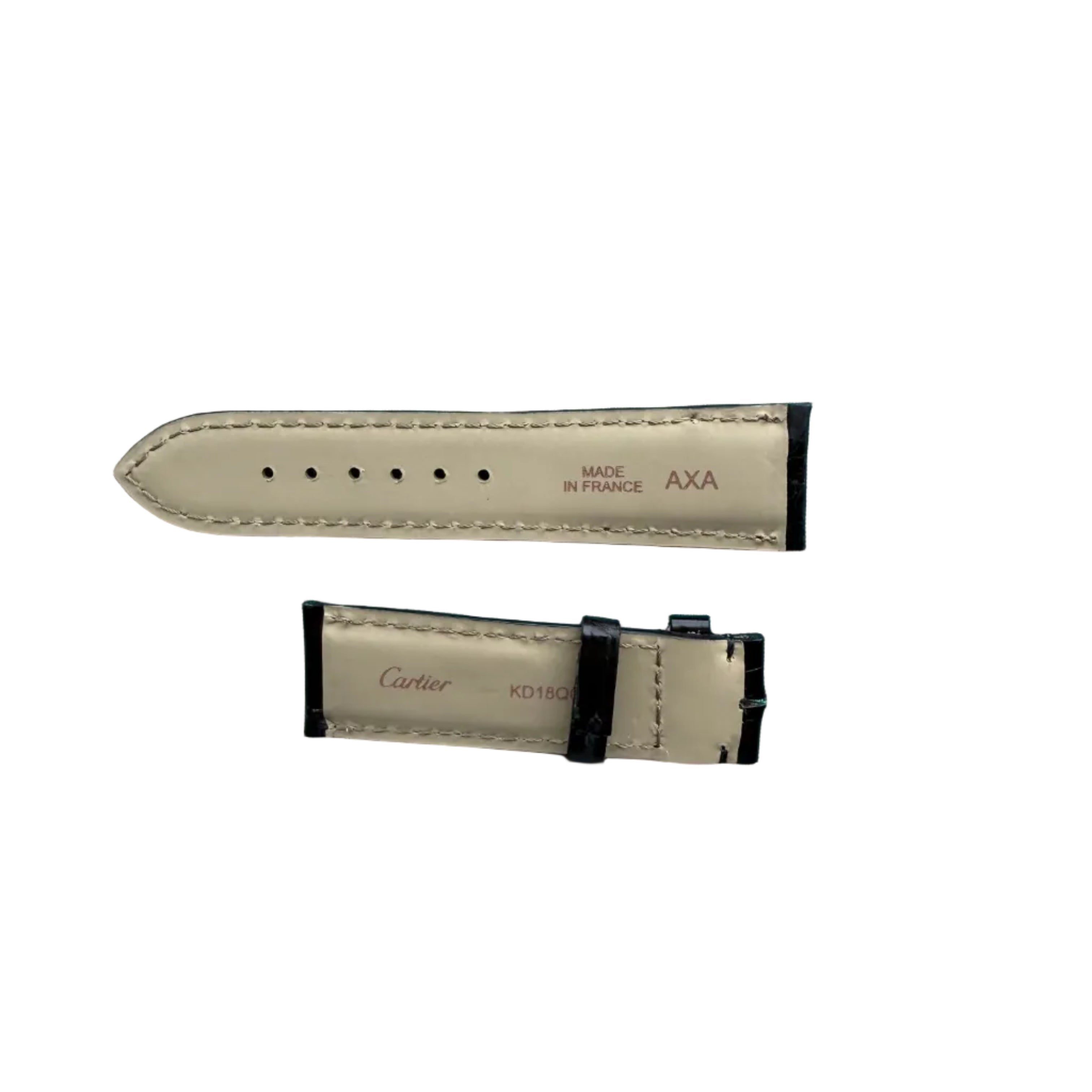 Authentic Cartier Black Alligator Padded & Stitched Watch Strap Band 20mm