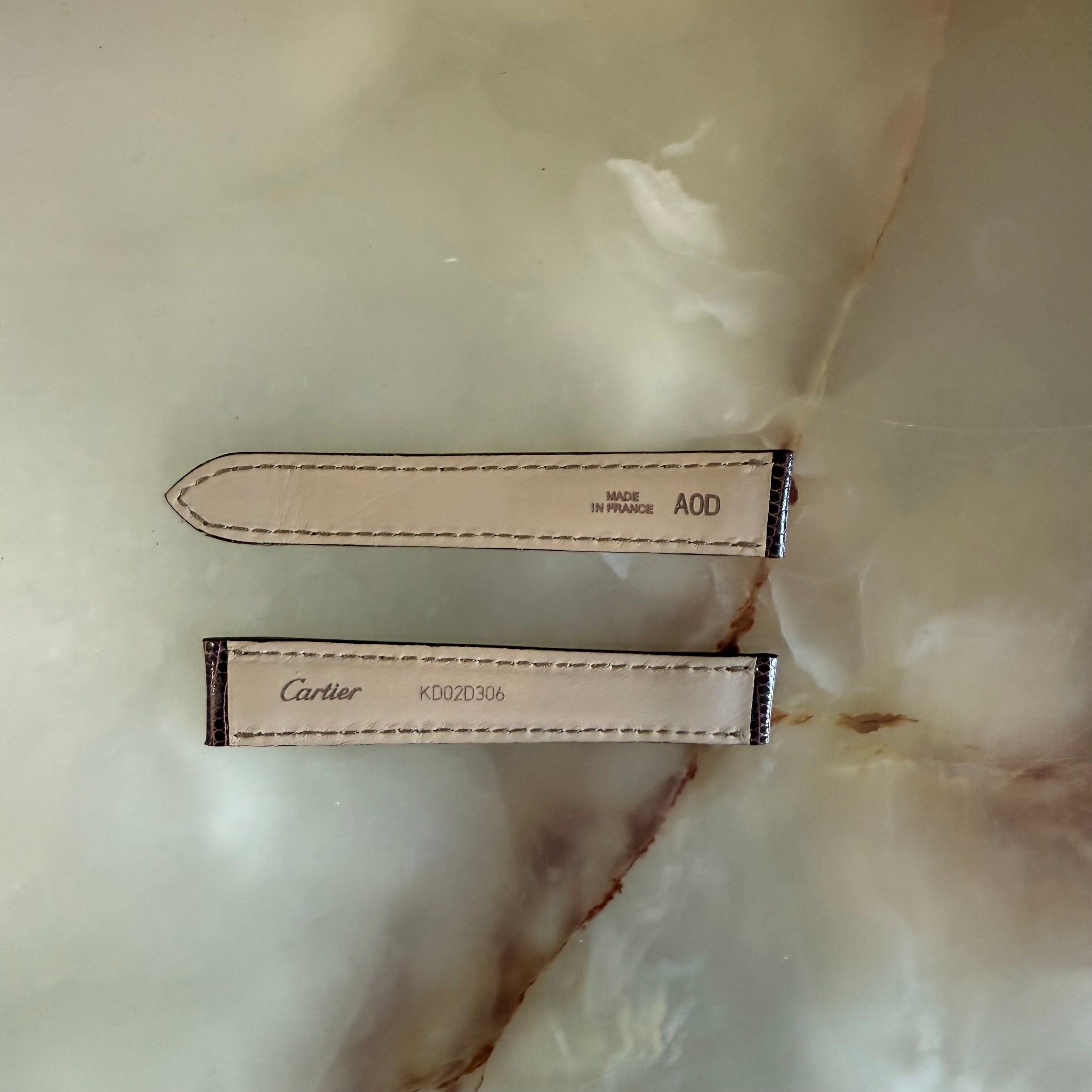 Authentic Cartier Brown Lizard Watch Strap Band 16mm KD02D306