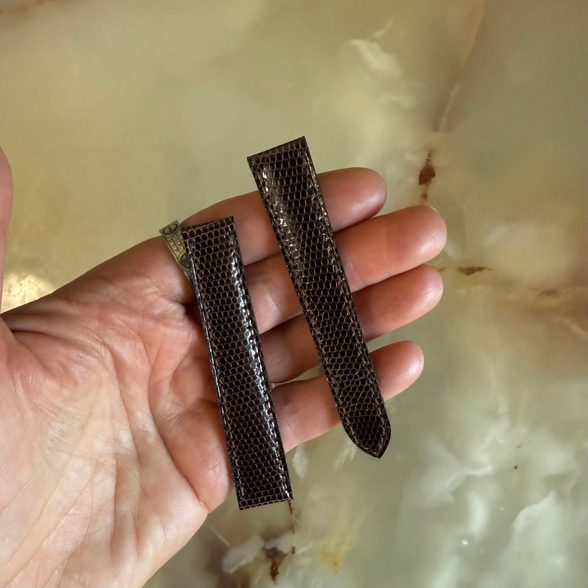 Authentic Cartier Brown Lizard Watch Strap Band 16mm KD02D306