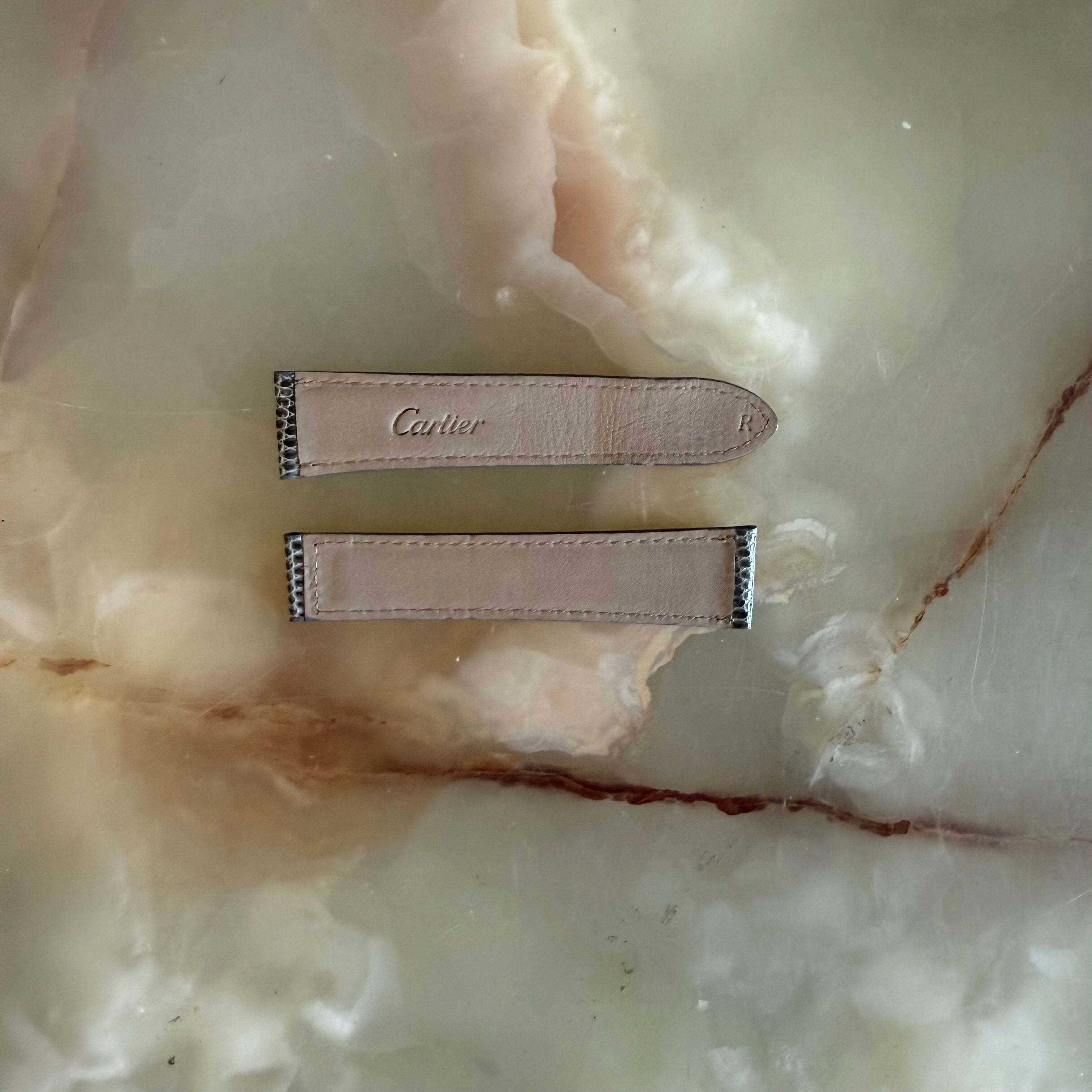 Authentic Cartier Gray Leather Watch Strap Band 19mm