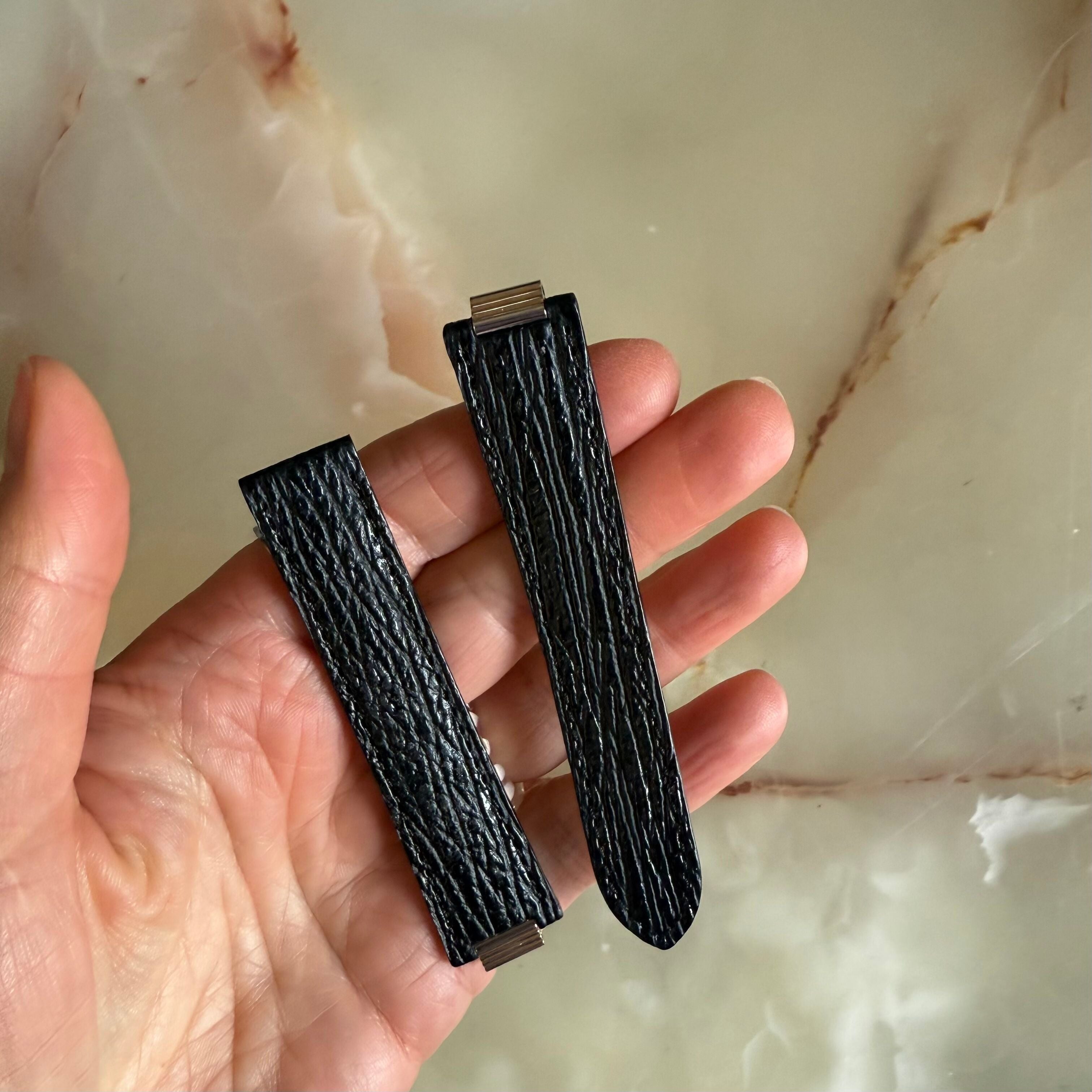 Authentic Cartier Must 21 Black Shark Watch Strap Band 18mm KD57E865