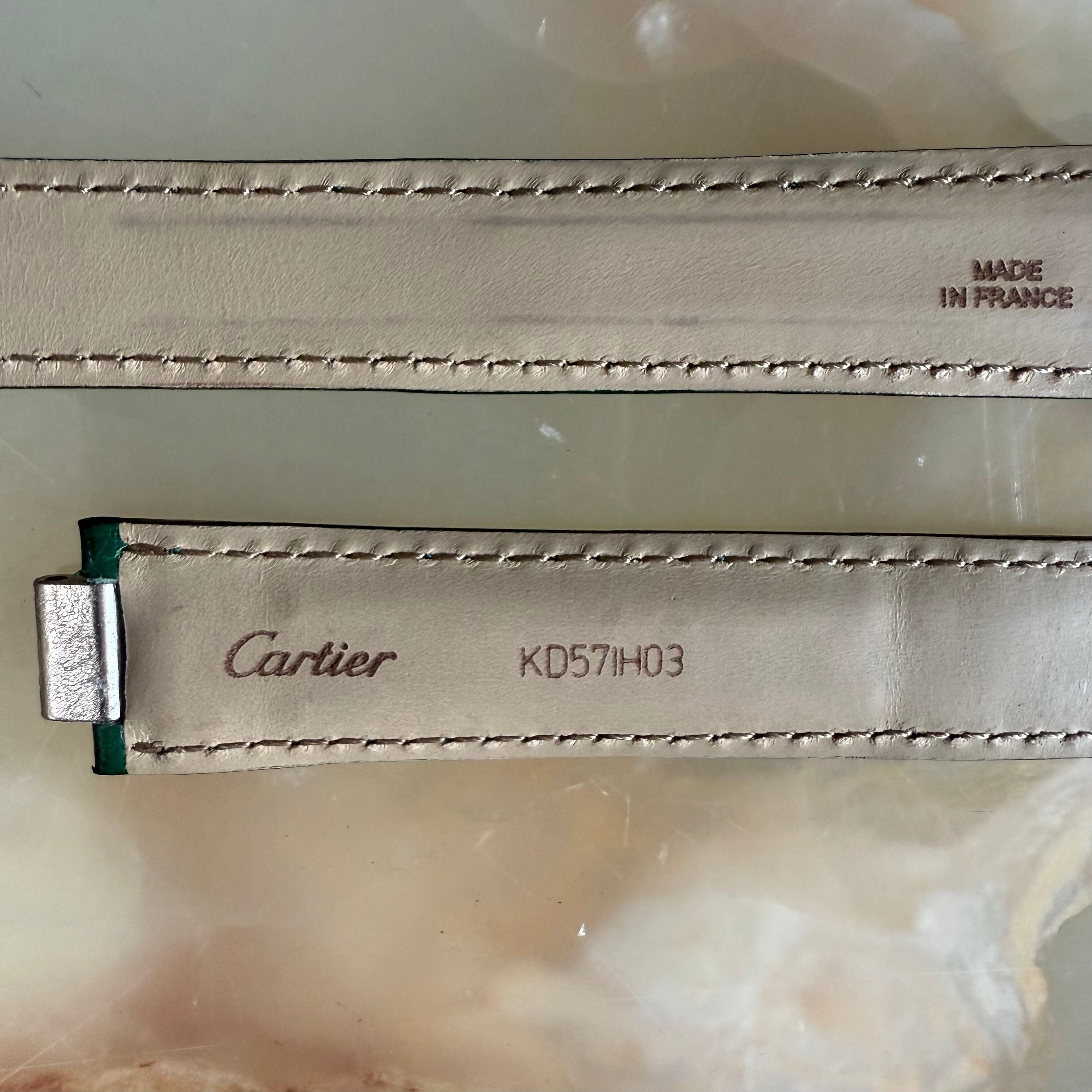 Authentic Cartier Must 21 Green Ostrich Watch Strap Band 18mm KD57IH03