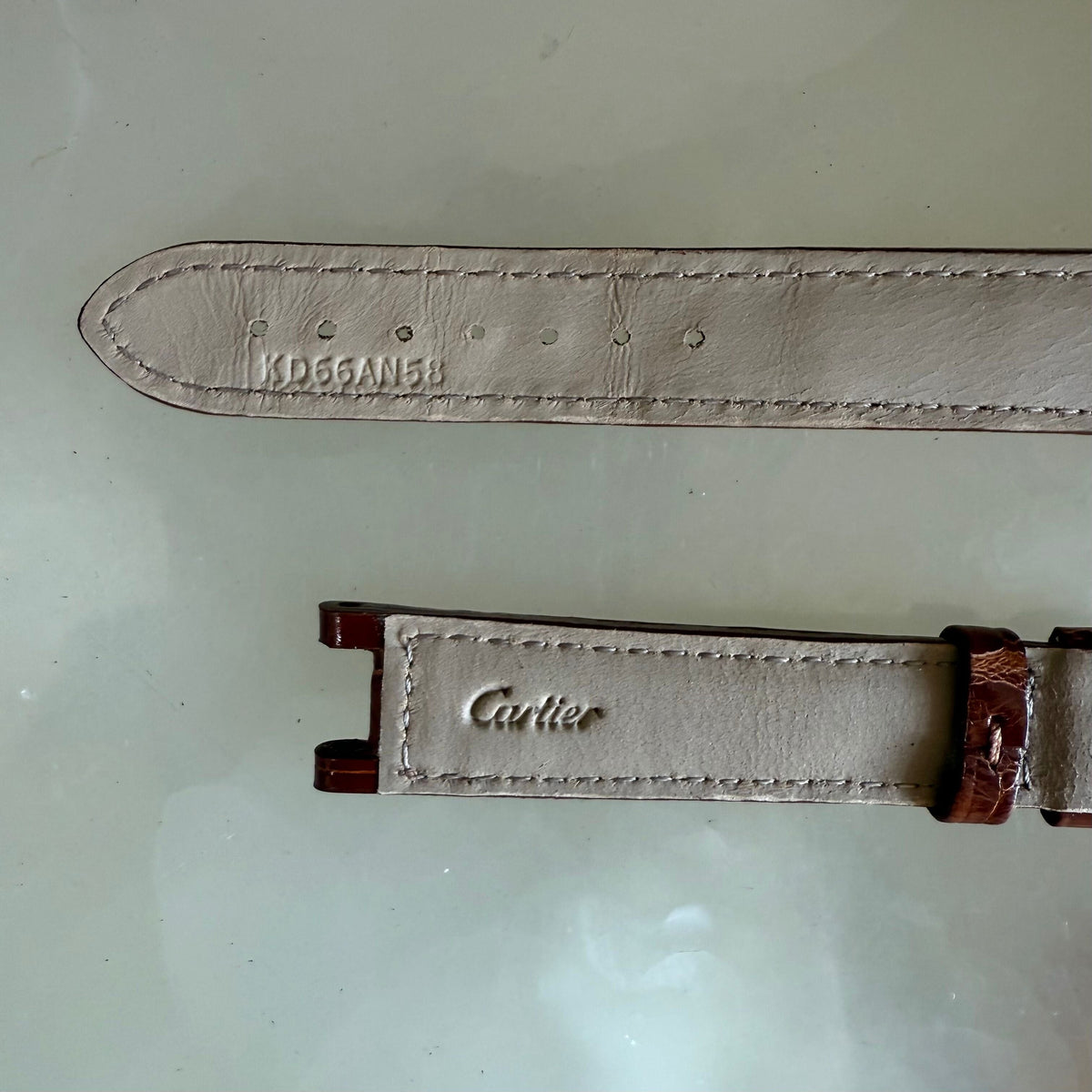 Authentic Cartier Pasha Brown Alligator Watch Strap Band 15.5mm KD66AN58