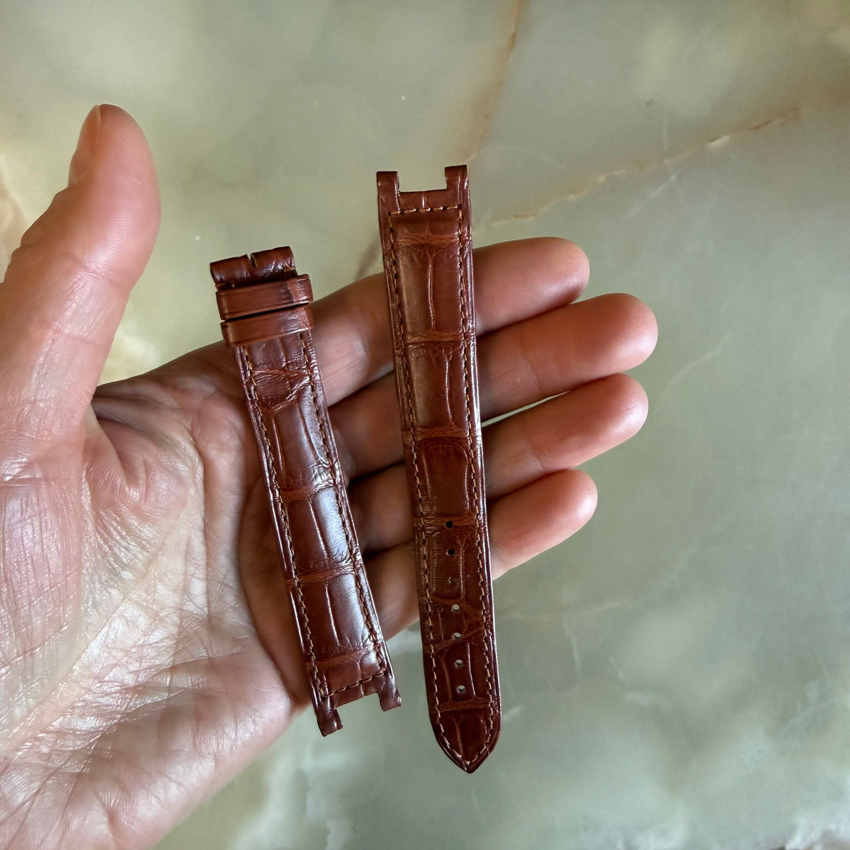 Authentic Cartier Pasha Brown Alligator Watch Strap Band 17mm KD301K12